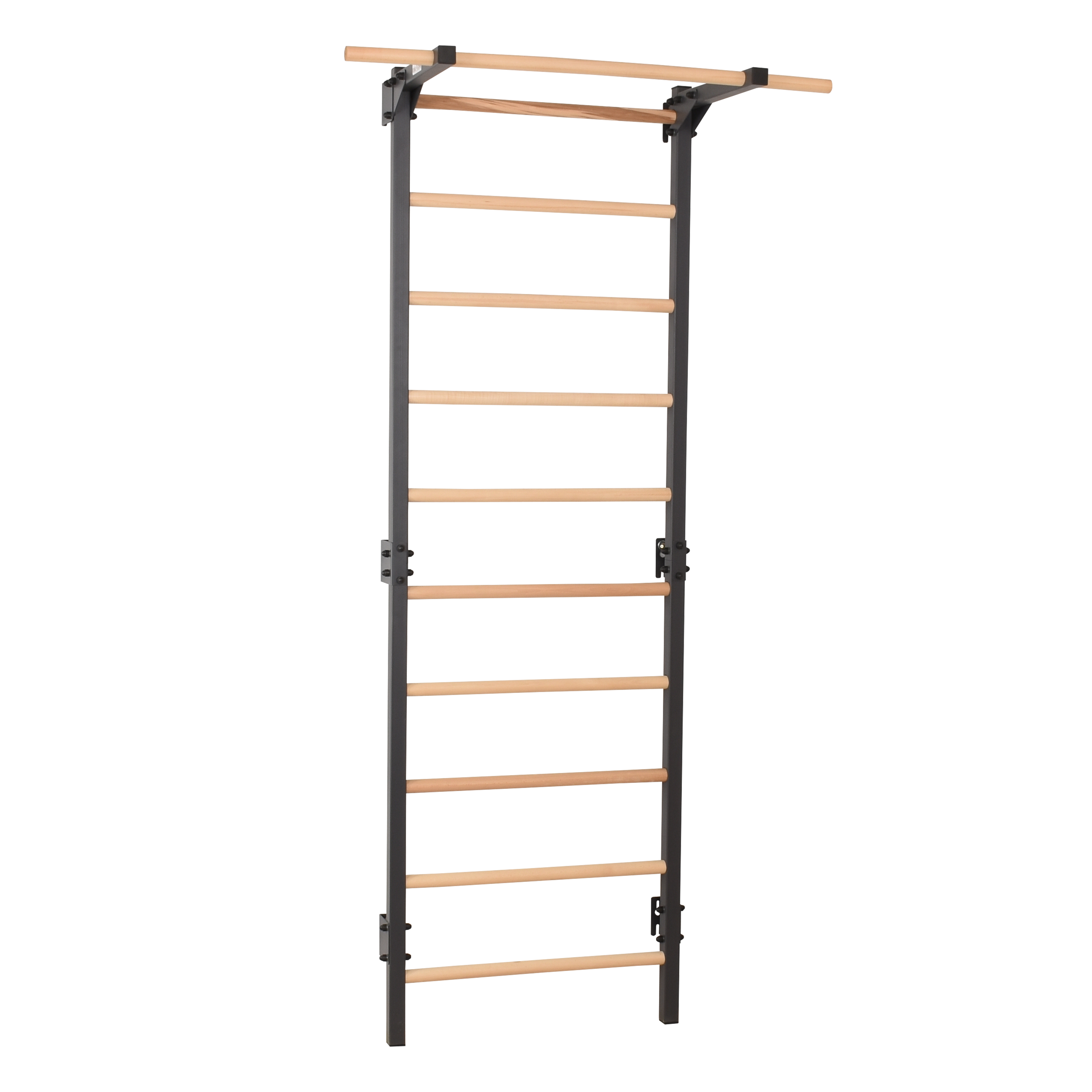 Metallische Sprossenwand STEEL PURE mit Klimmzugstange – Graphit | RINAGYM
