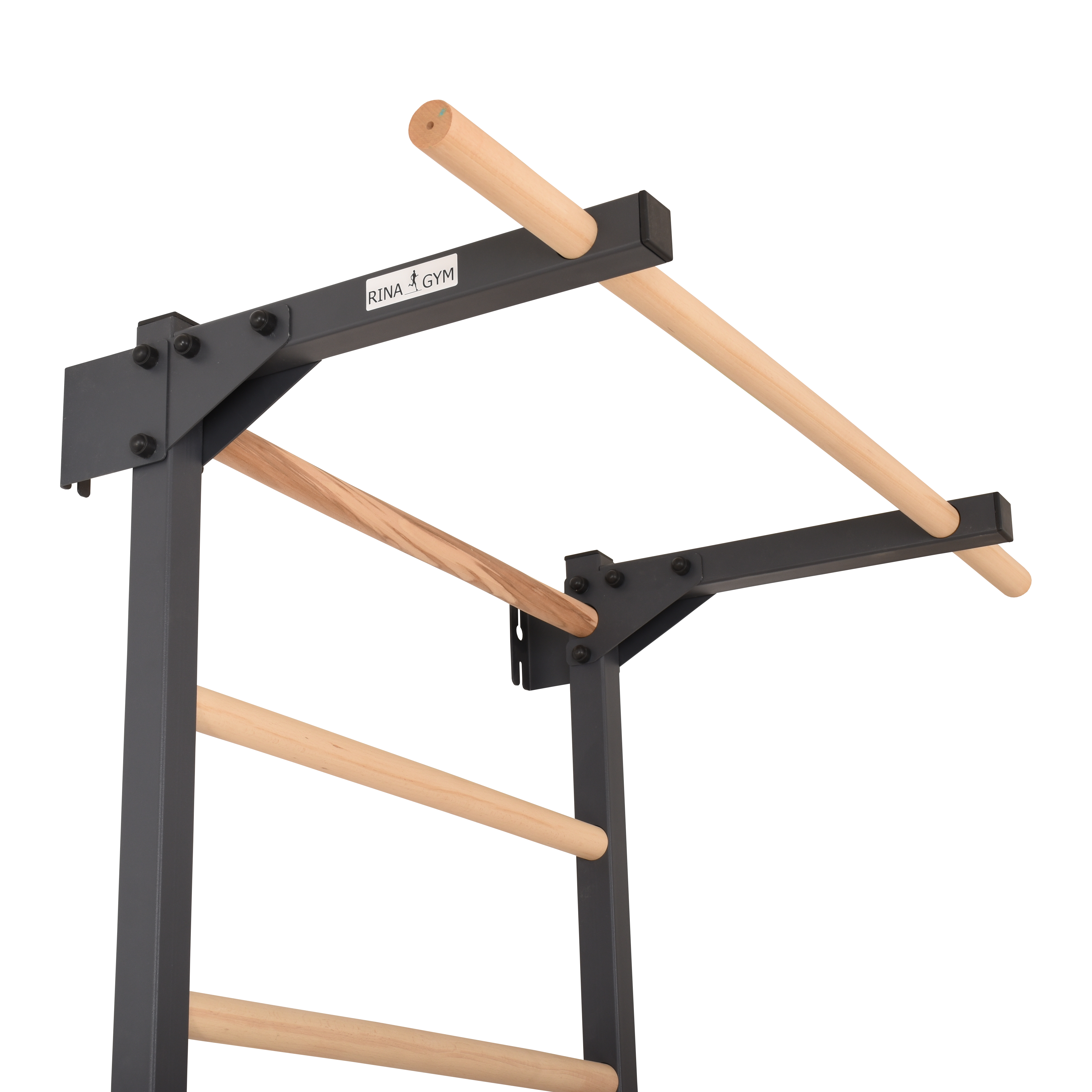 Metallische Sprossenwand STEEL PURE mit Klimmzugstange – Graphit | RINAGYM
