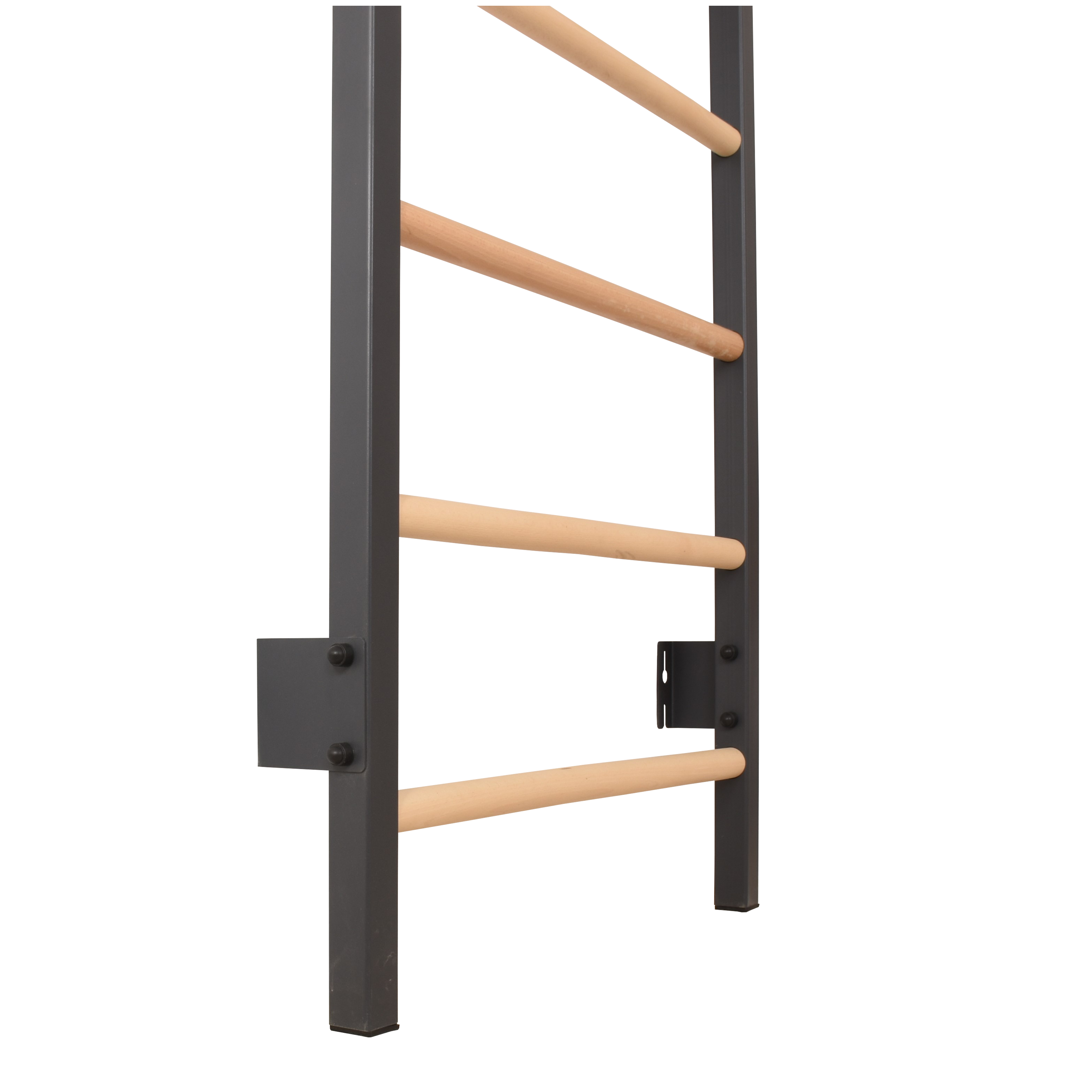 Metallische Sprossenwand STEEL 1 – Graphit mit Buchenholzsprossen | RINAGYM