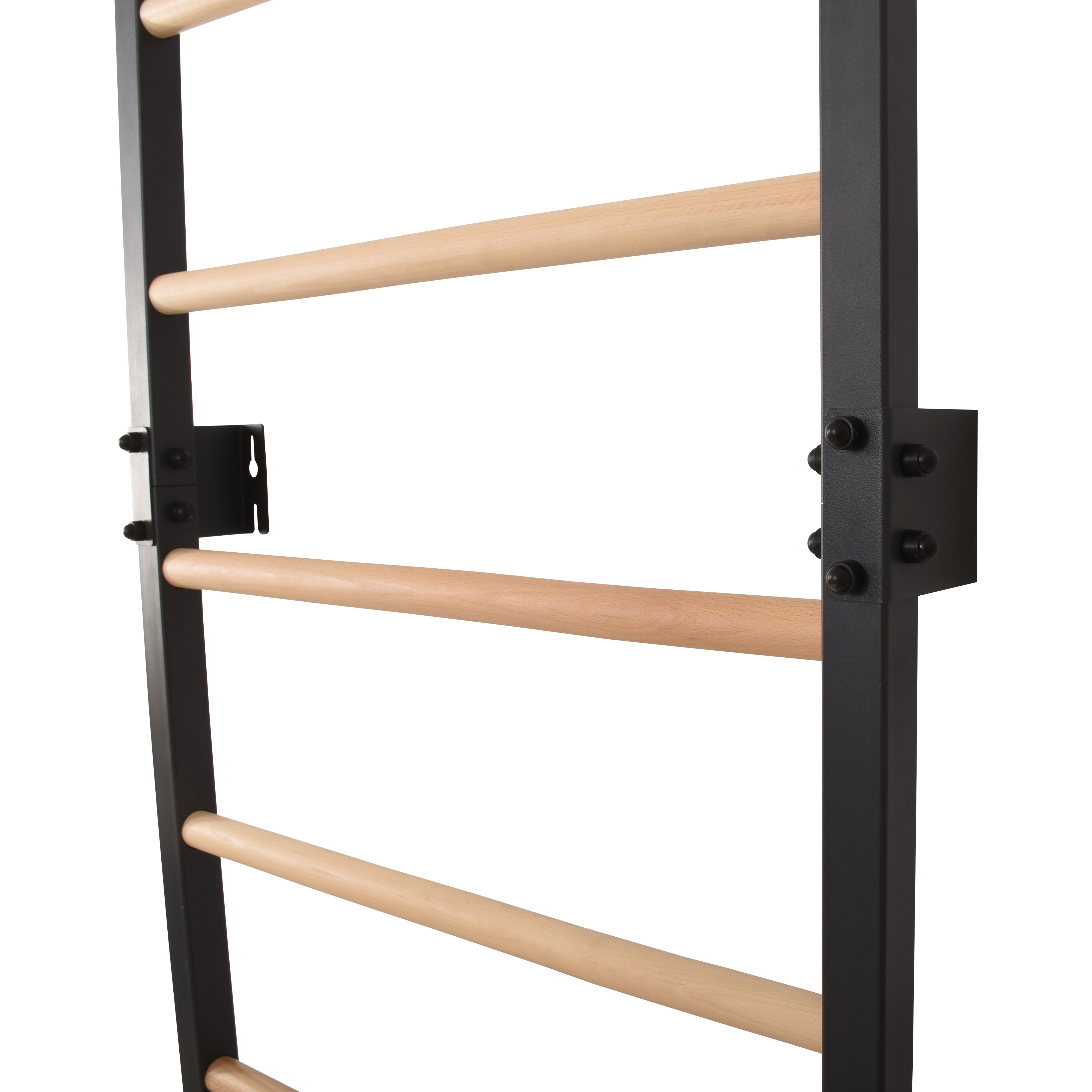 Metallische Sprossenwand STEEL 1 – Graphit mit Buchenholzsprossen | RINAGYM