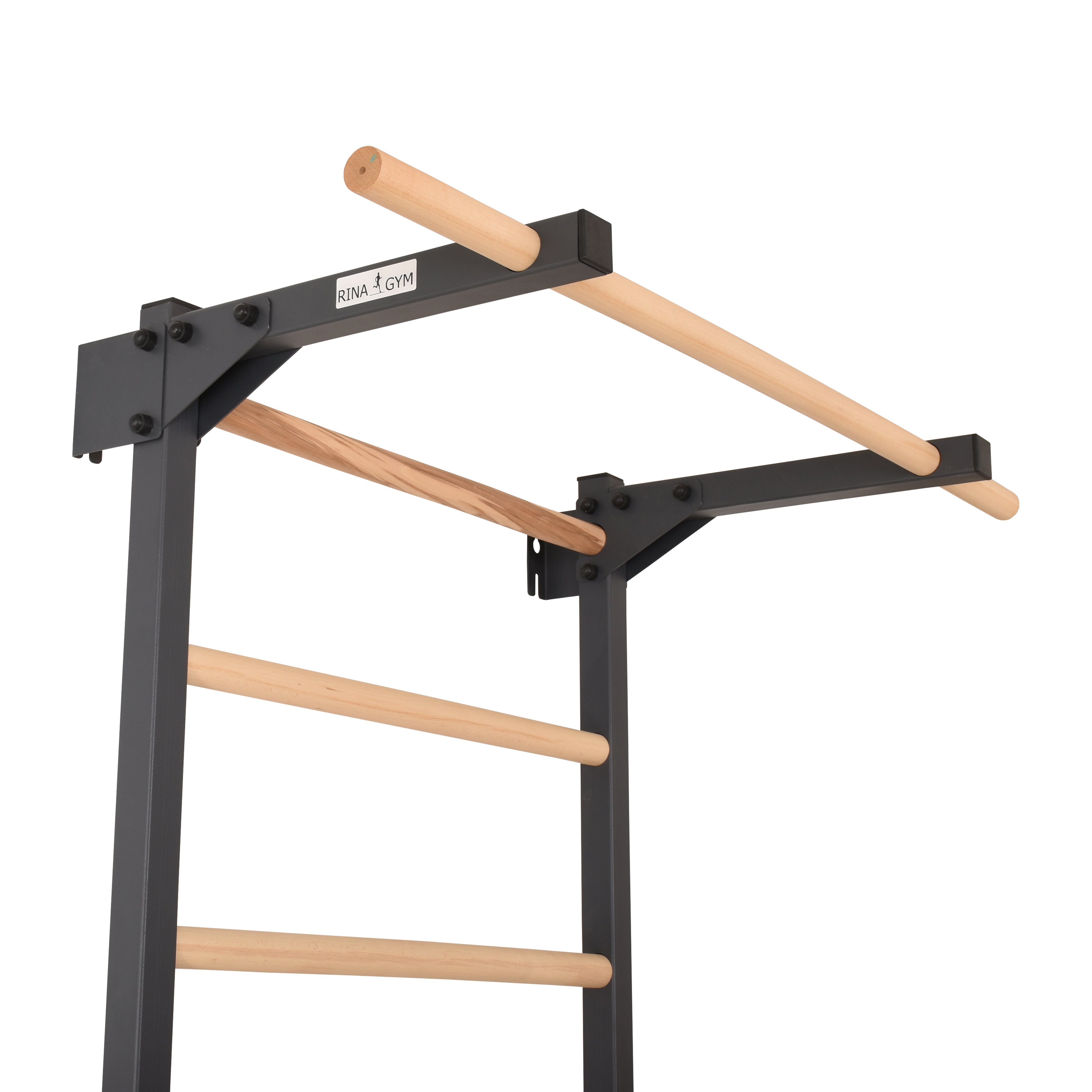 Metallische Sprossenwand STEEL PURE mit Klimmzugstange – Graphit | RINAGYM