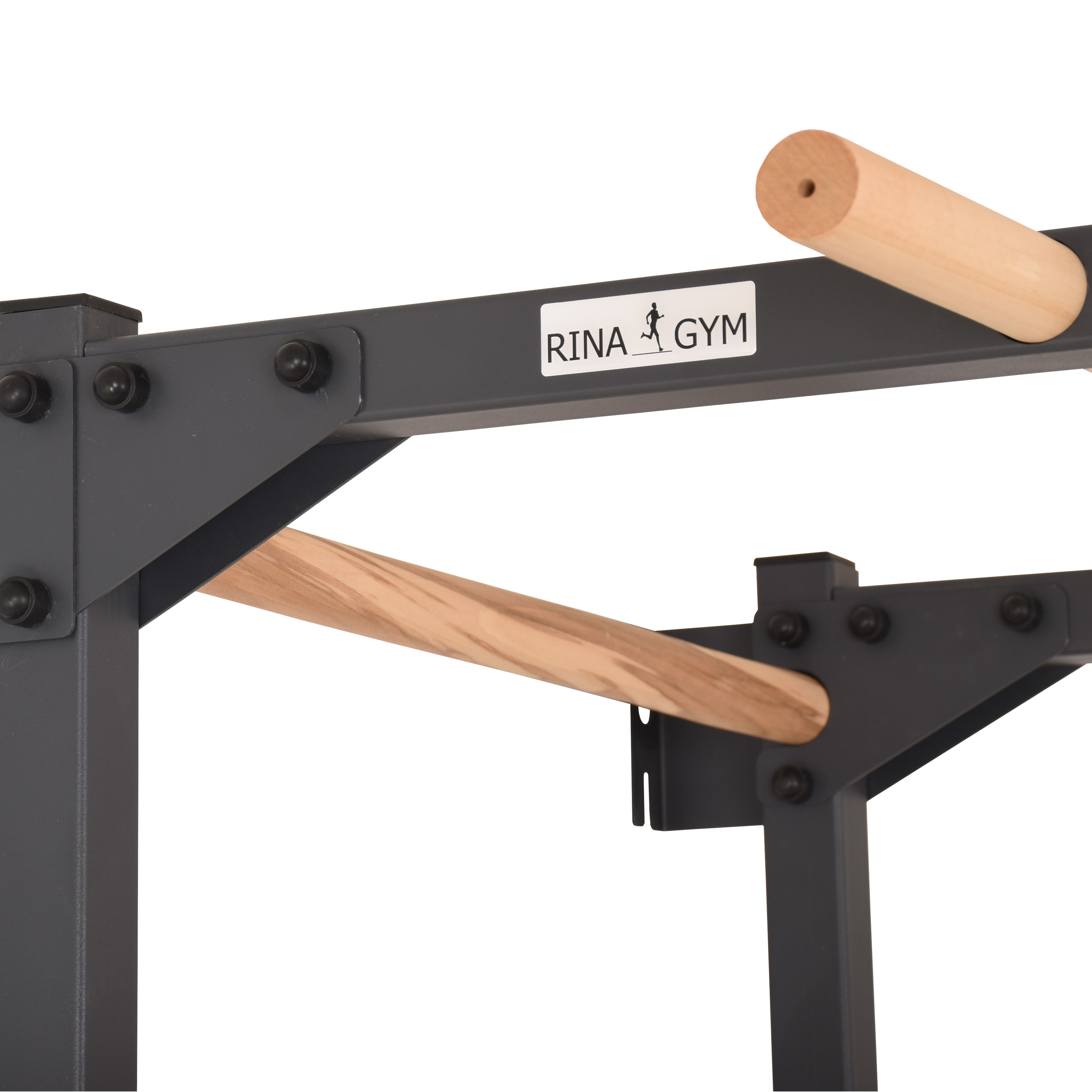 Metallische Sprossenwand STEEL PURE mit Klimmzugstange – Graphit | RINAGYM