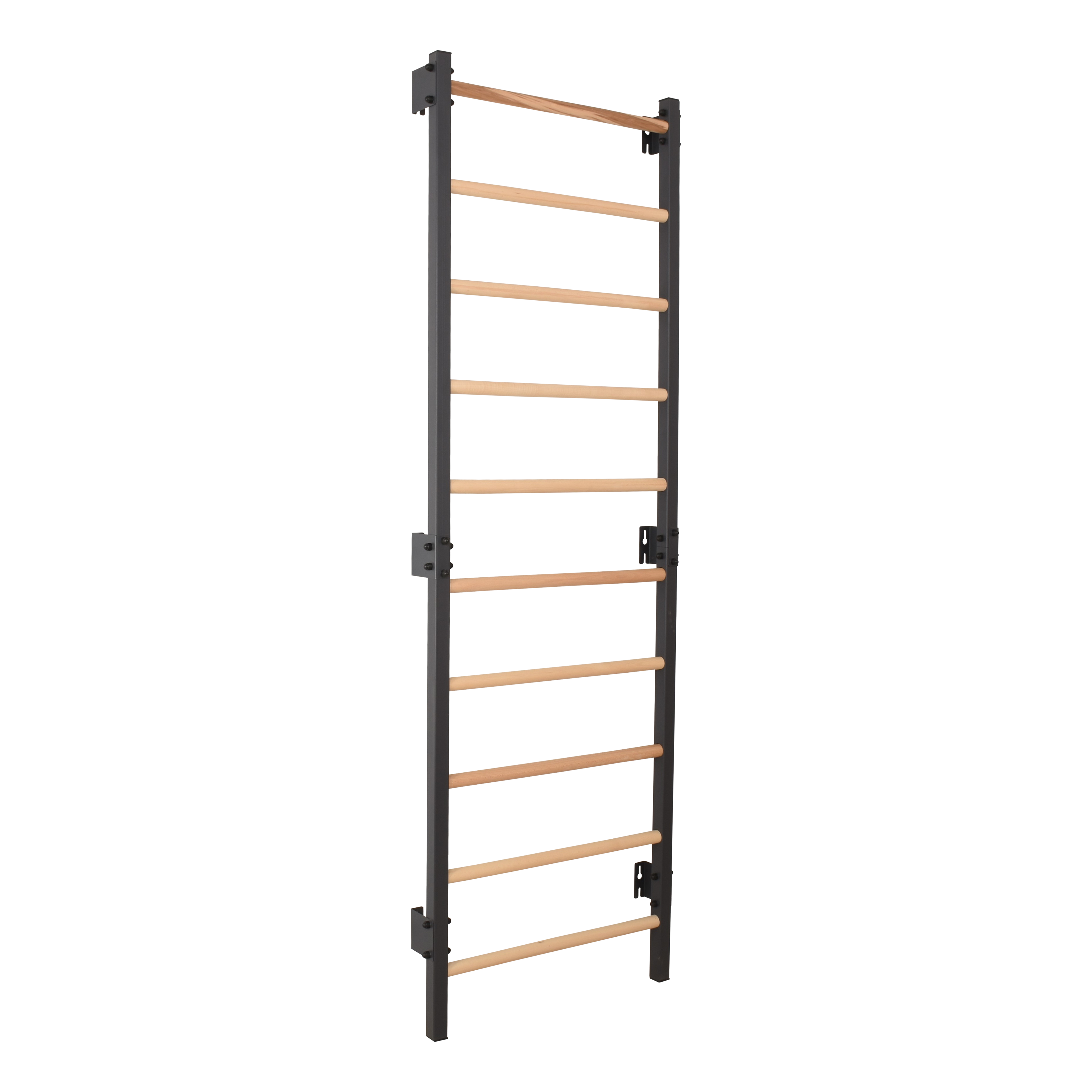 Metallische Sprossenwand STEEL 1 – Graphit mit Buchenholzsprossen | RINAGYM