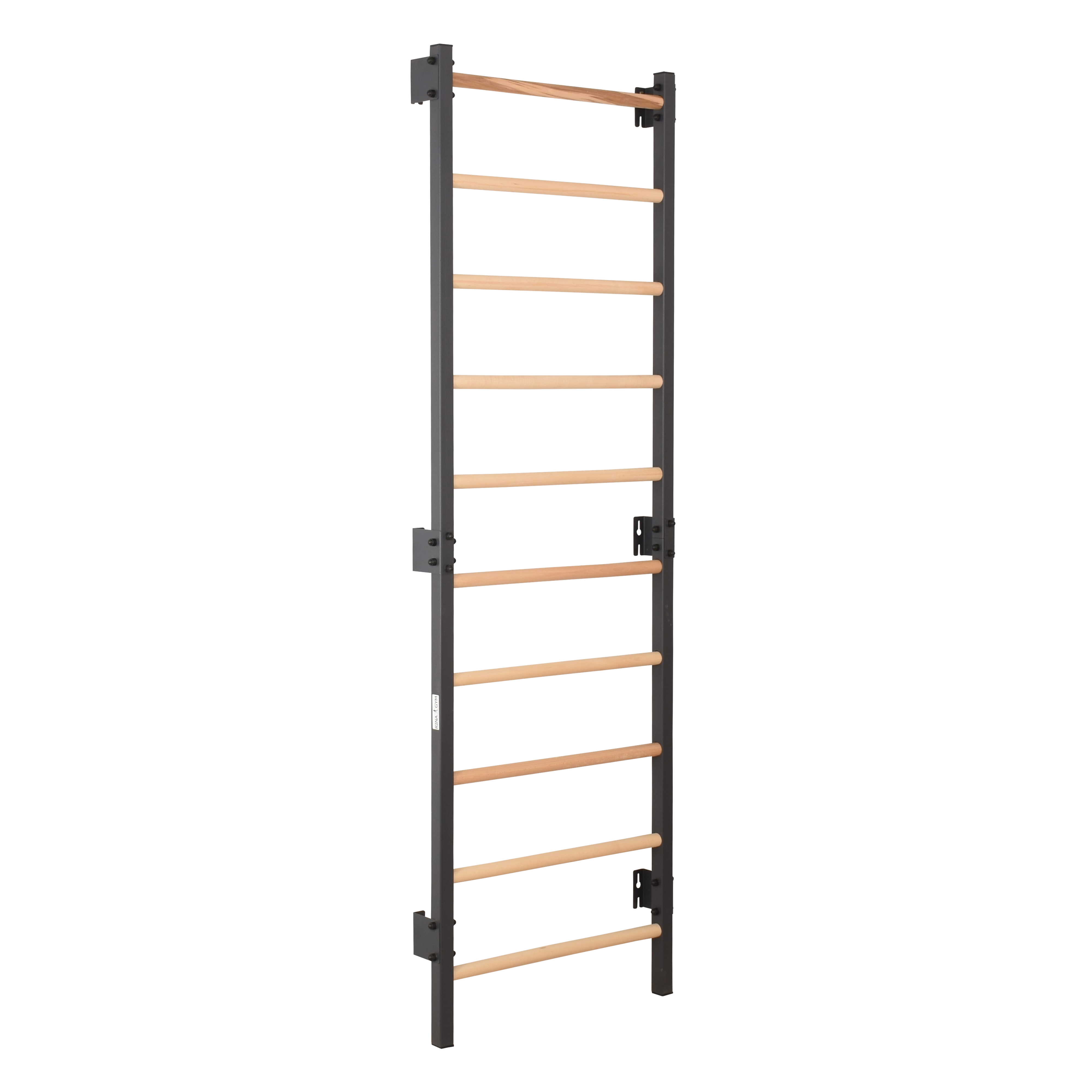 Metallische Sprossenwand STEEL 1 – Graphit mit Buchenholzsprossen | RINAGYM