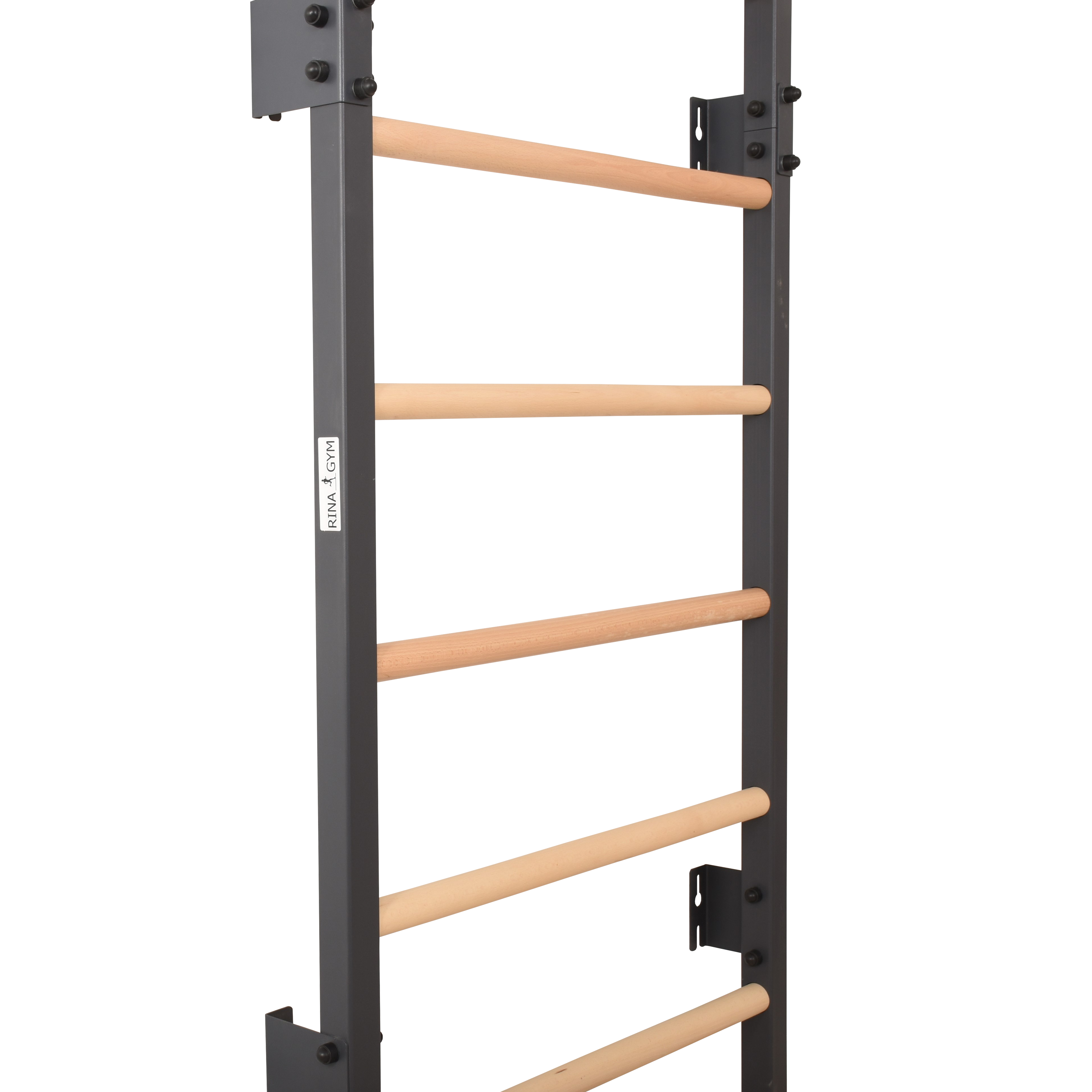 Metallische Sprossenwand STEEL 1 – Graphit mit Buchenholzsprossen | RINAGYM