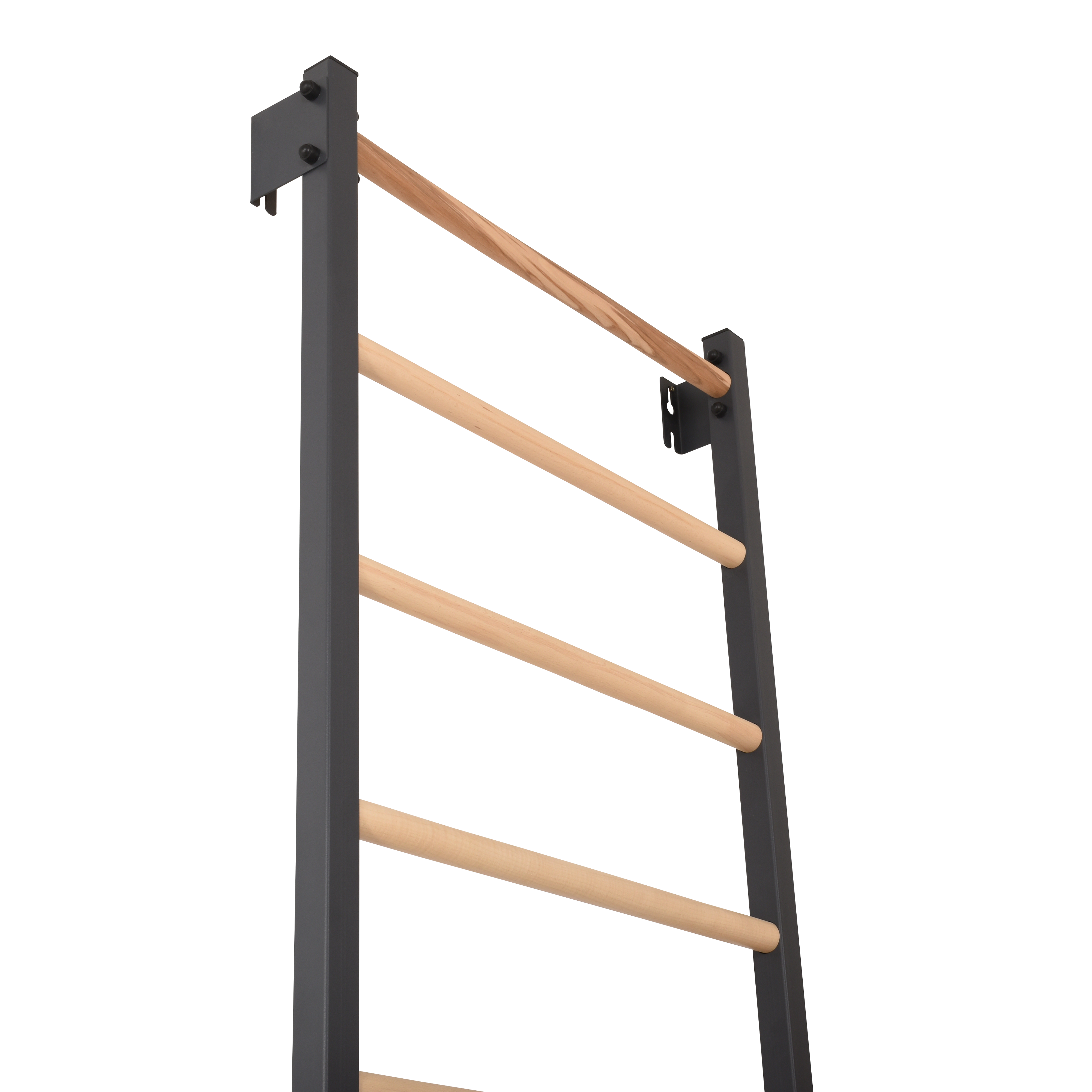 Metallische Sprossenwand STEEL 1 – Graphit mit Buchenholzsprossen | RINAGYM