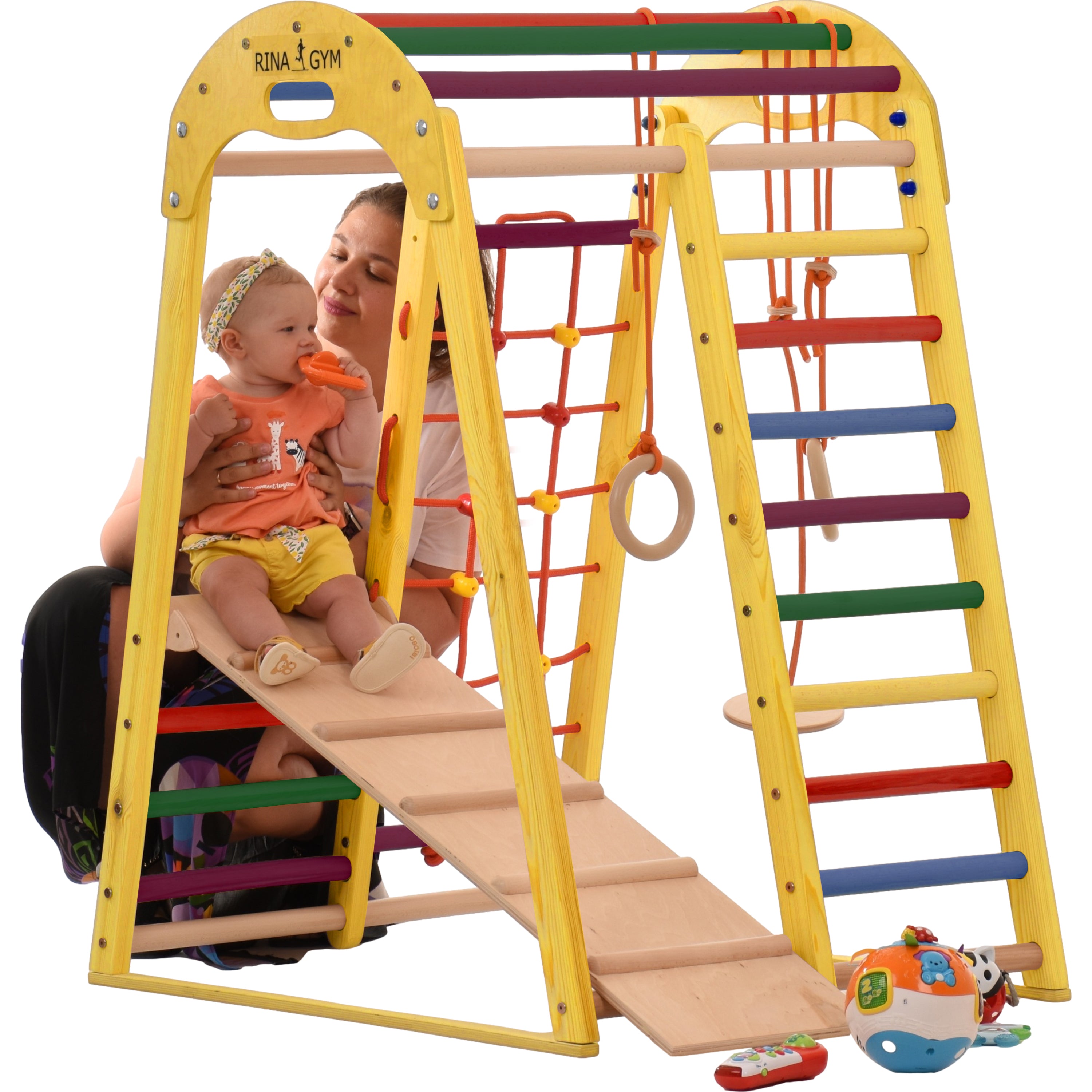 RINAGYM Play Gym - Home and School Indoor Wooden Playground Equipment for 1  to 5-Year Old