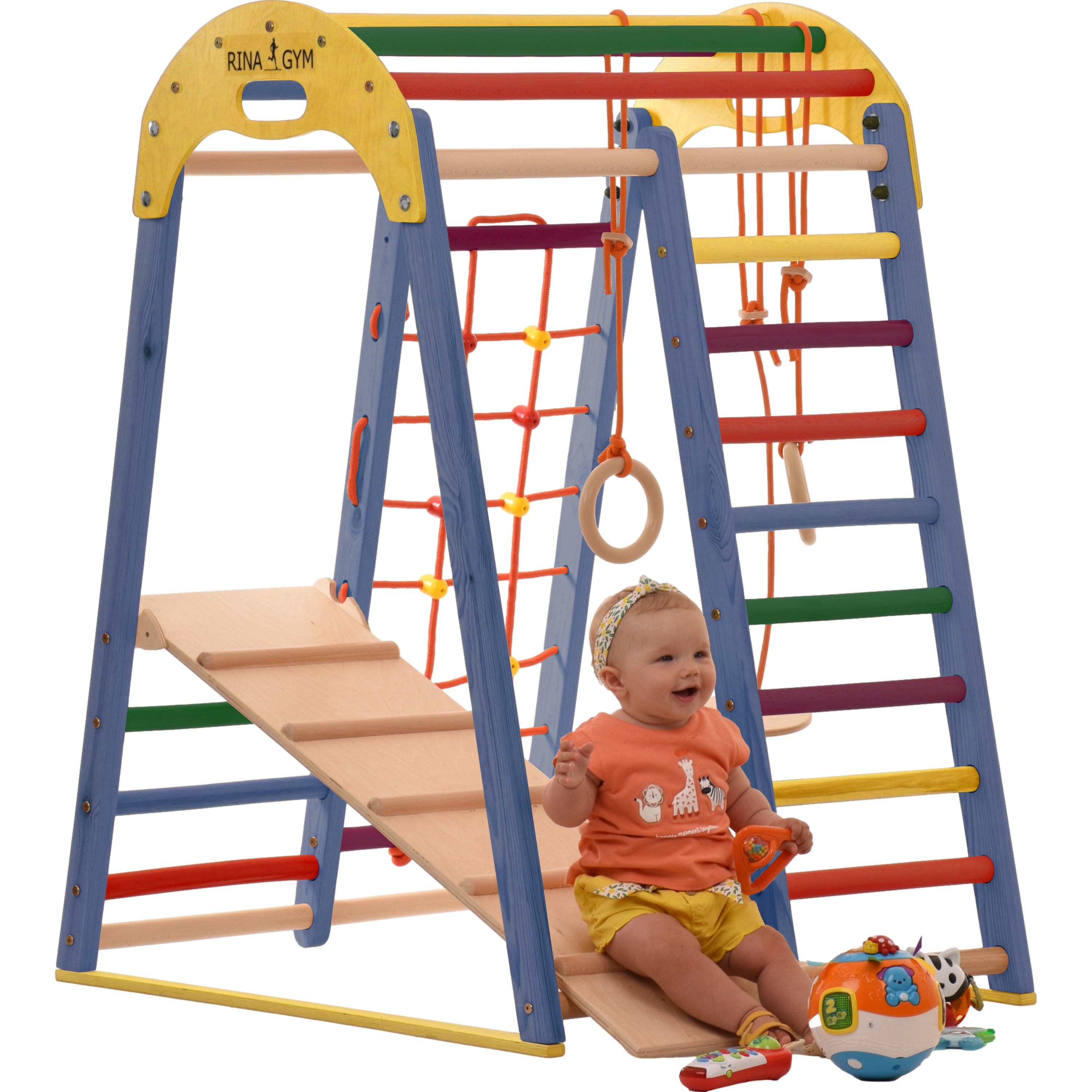 RINAGYM Play Gym Home and School Indoor Wooden Playground Equipment for 1 to 5 Year Old