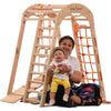 Climbing Triangle Wooden Indoor Playground for Children - Climbing Net, Swedish Ladder, Rings, Slide - Ideal for 1 to 5 years (Natural color)