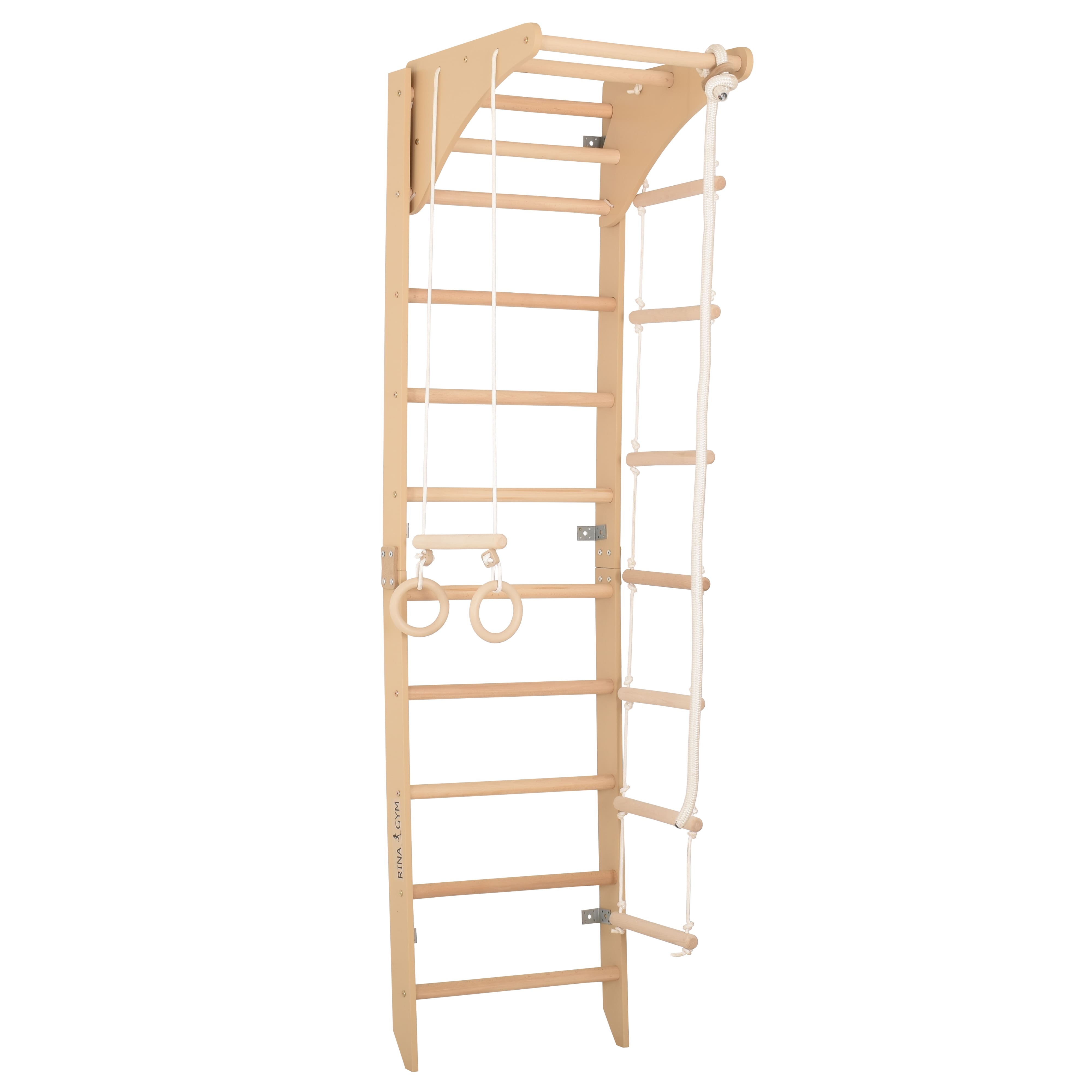 Indoor-Fitnesswand für Zuhause – Sprossenwand mit Reck, Kletterseil, Turnringen & Seilleiter für die ganze Familie (SPR C)