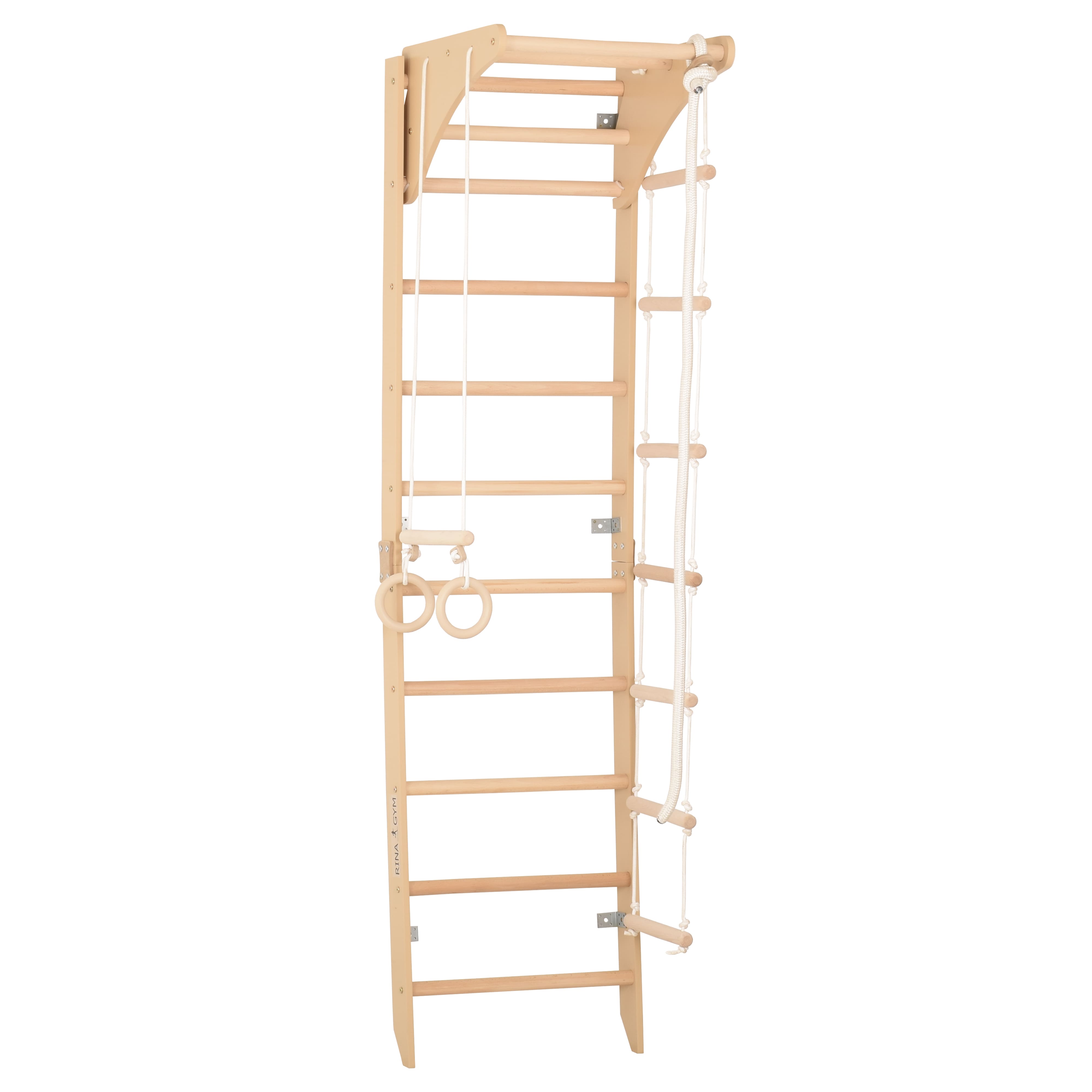 Indoor-Fitnesswand für Zuhause – Sprossenwand mit Reck, Kletterseil, Turnringen & Seilleiter für die ganze Familie (SPR C)