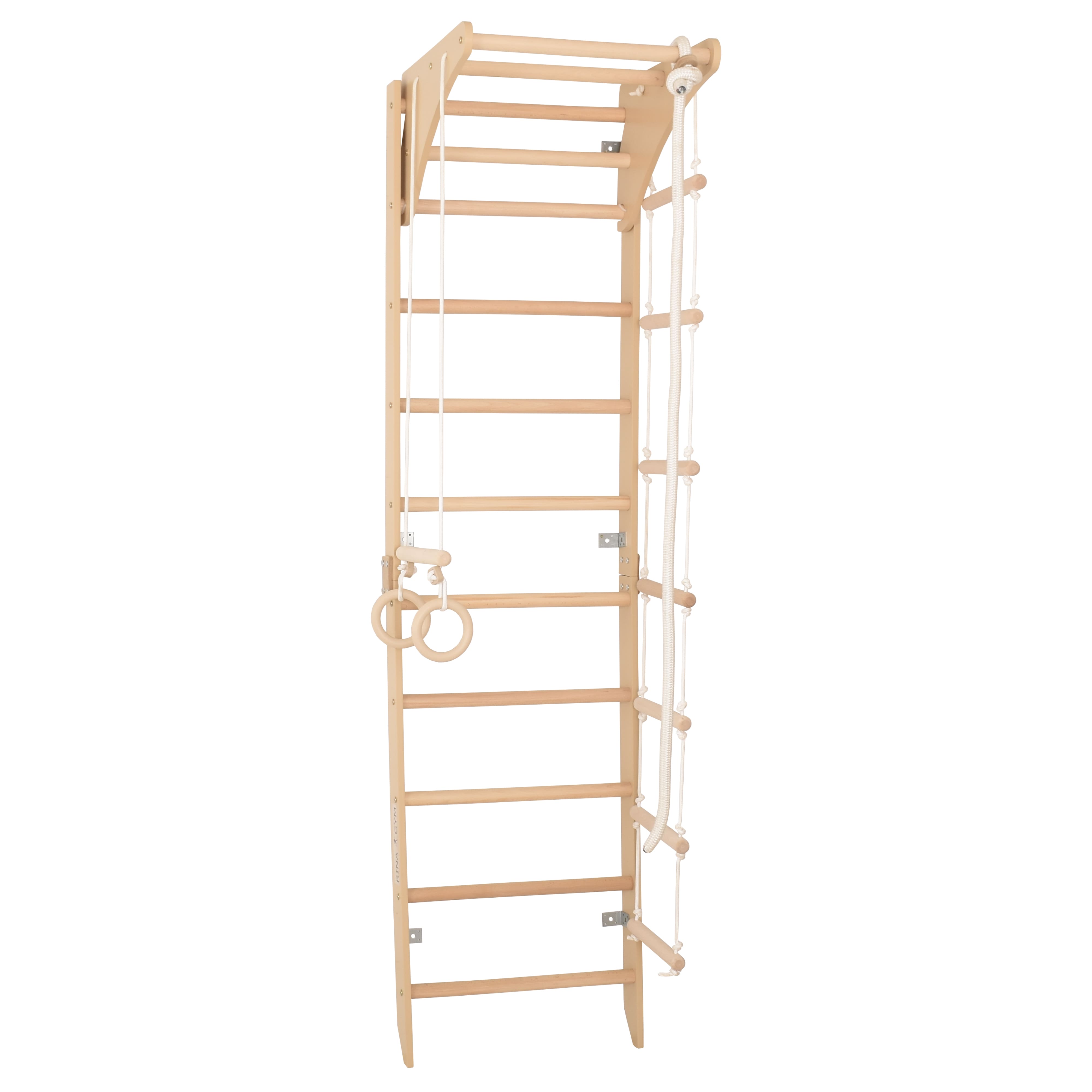 Indoor-Fitnesswand für Zuhause – Sprossenwand mit Reck, Kletterseil, Turnringen & Seilleiter für die ganze Familie (SPR C)