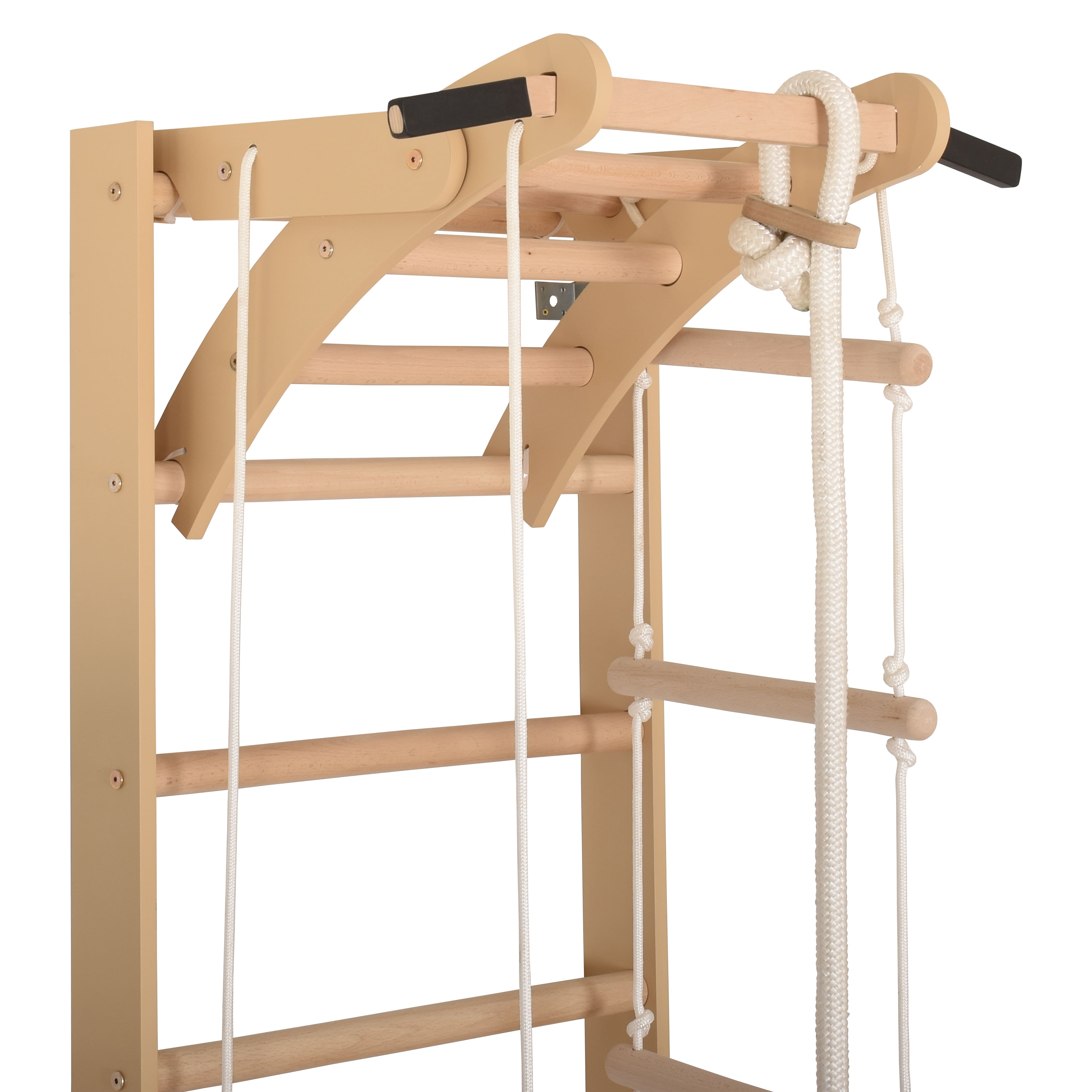 Sprossenwand für Heimtraining mit zweiseitiger Kletterrampe und höhenverstellbarem Reck – Indoor Fitnessgerät für die ganze Familie (SPR A+slide)