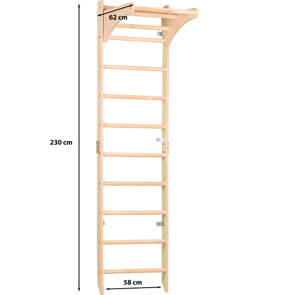 Wall bars with height-adjustable horizontal bar - Compact indoor fitness equipment for children & adults(SPR C pure)