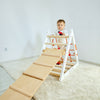 Triangle d'escalade pour enfants - portique d'escalade en bois - échelle, toboggan double face, filet de jeu - aire de jeux intérieure, tour de jeu, tour d'escalade pour enfants