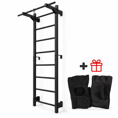 Metall-Sprossenwand RINAGYM Steel M 213 cm Schwarz mit Klimmzugstange