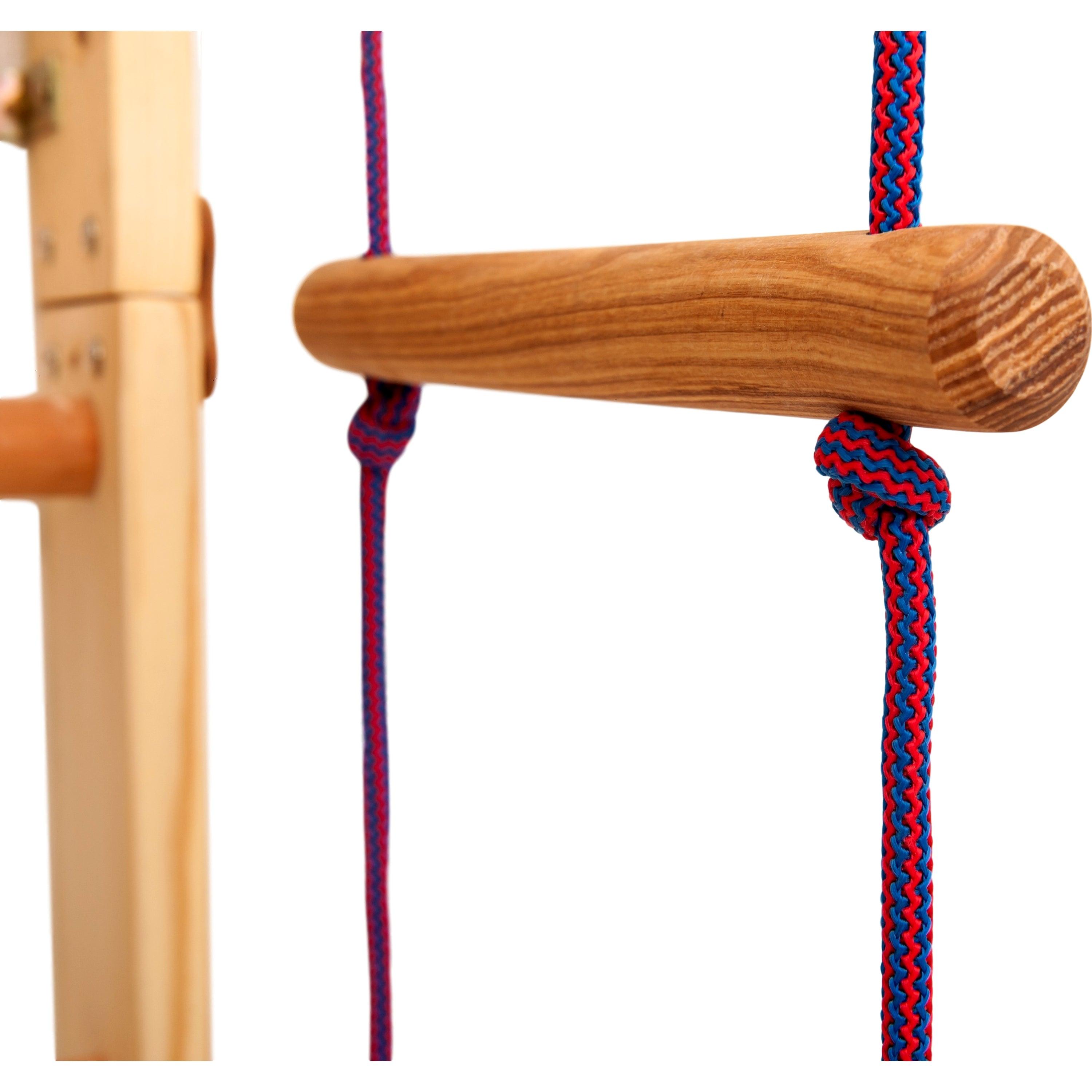 Kletterwand für Kinder-Indoor Klettergerüst aus Holz-Wand-Reck, Stange, Gymnastik-Ringe, Kletterseil, Abnehmbarer Balken, schwedische Leiter, Rutsche - RINAGYM GmbH