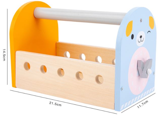 WERKZEUGKASTEN AUS HOLZ BUNTES HÜNDCHEN