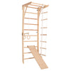 Kletterwand für Kinder und Erwachsene – Klettergerüst Indoor aus Holz mit Wand-Reck, Stange, Gymnastikringen, Kletterseil, schwedischer Leiter,  höhenverstellbarer Klimmzugstange & beidseitiger Kletterrampe – Kinder 3 mit kindersicherem Lack