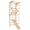 Kletterwand für Kinder und Erwachsene – Klettergerüst Indoor aus Holz mit Wand-Reck, Stange, Gymnastikringen, Kletterseil, schwedischer Leiter,  höhenverstellbarer Klimmzugstange & beidseitiger Kletterrampe – Kinder 3 mit kindersicherem Lack