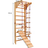 Climbing wall for children - indoor wooden climbing frame, wall bar, bar, gymnastic rings, climbing rope, removable beam, Swedish ladder, slide (Kombi 3)