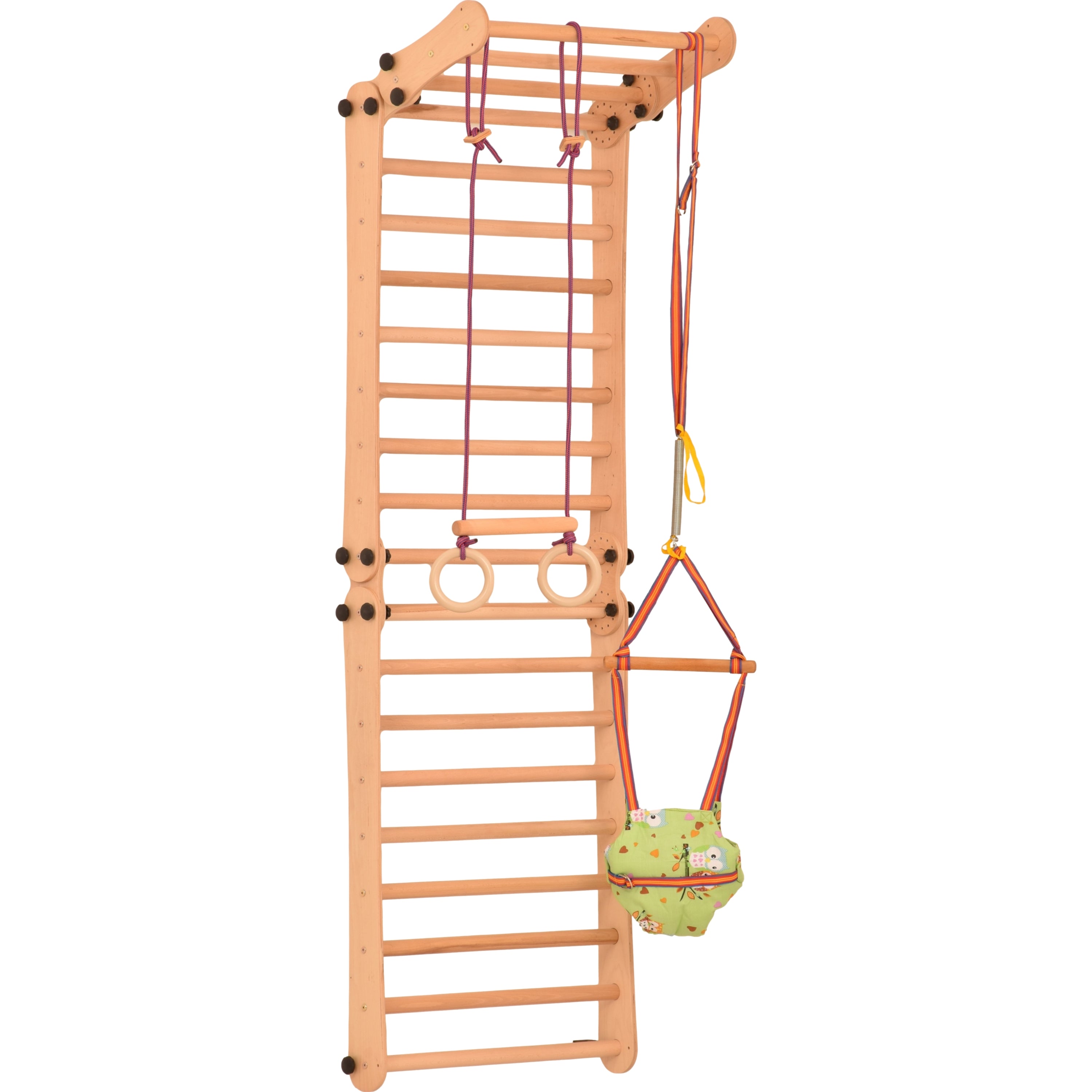 Kletterwand für Kinder 2 in 1- Schwedische Kletterwand aus Holz mit vier Teilen - Rinagym indoor Klettergerüst-kidwood 3P9P9P