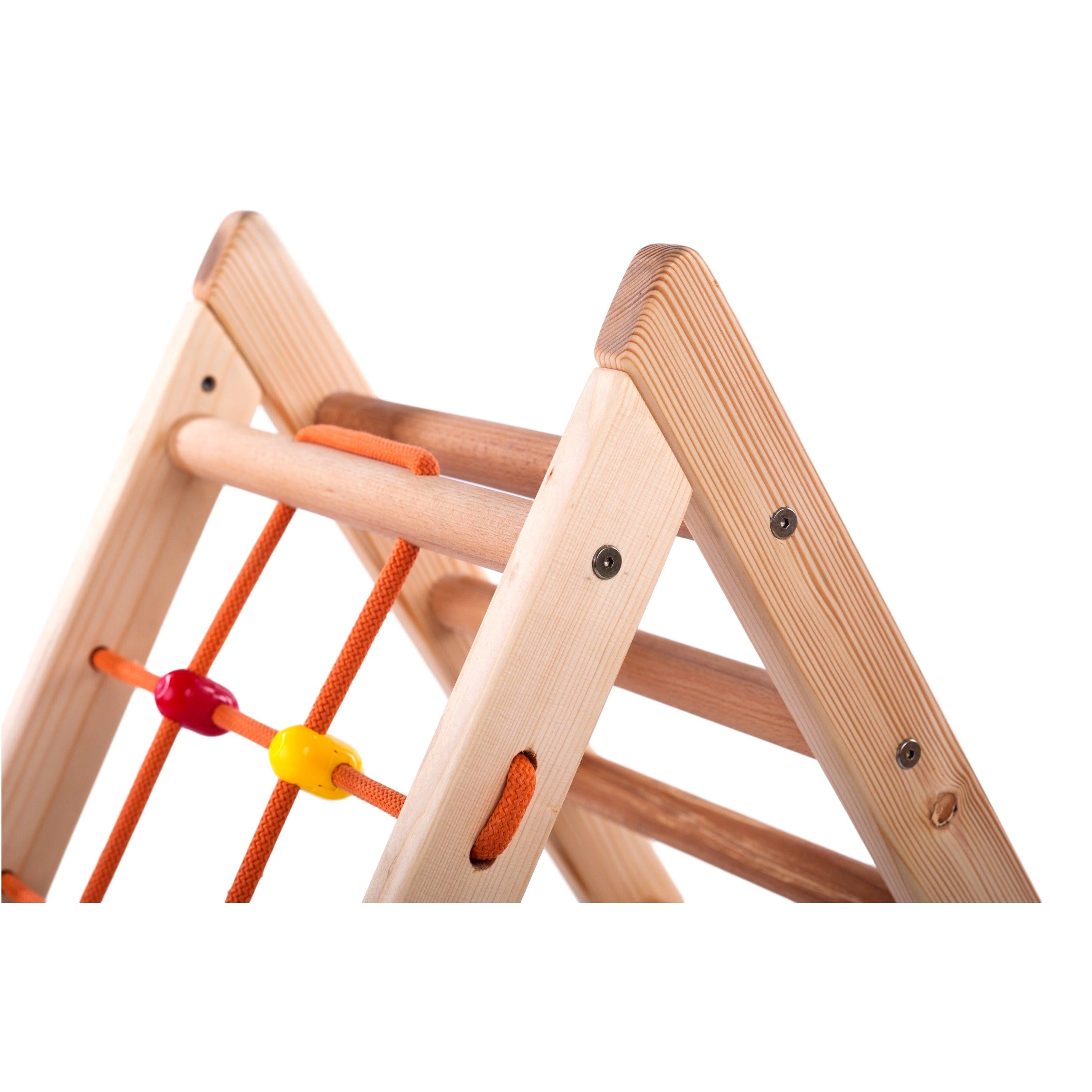 Kletterdreieck für Kinder -Klettergerüst aus Holz - Leiter, Spielnetz - IndoorSpielplatz, Spielturm, Kletterturm für Kinder - Hält bis zu 60kg Gewicht - RINAGYM GmbH