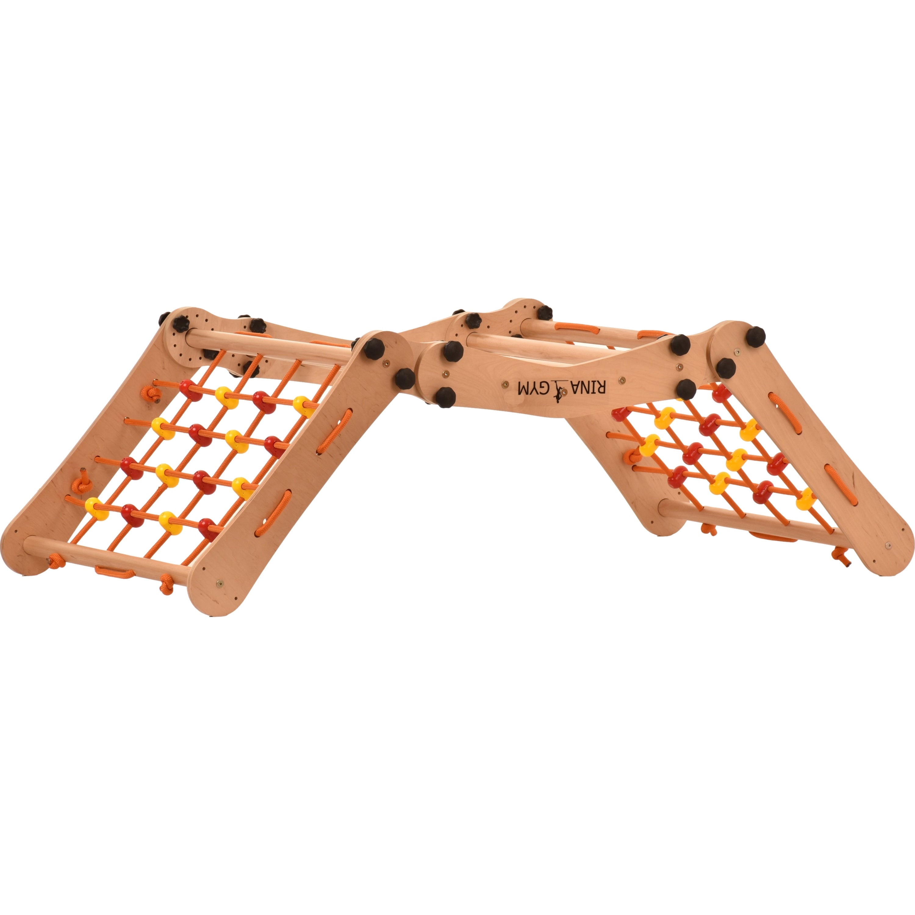 Triangolo d'arrampicata Rinagym - Scala da interno con rete da arrampicata - Parco giochi legno pieghevole per bambini, favorisce l'equilibrio - Pittura e vernice a base d'acqua, chiusura di sicurezza - Capacità di carico 50 kg (5s5g5s)