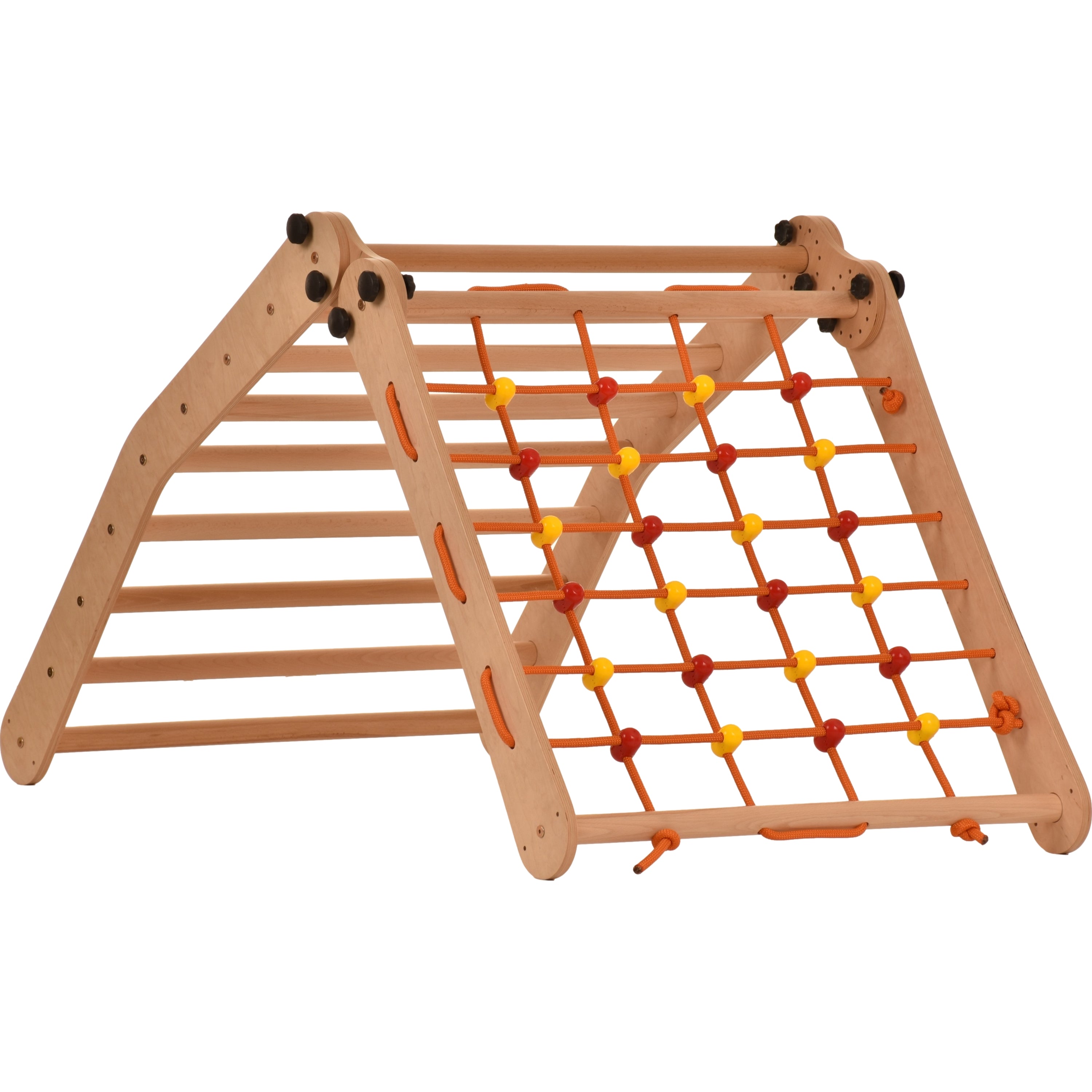 Escalade enfant Rinagym - Échelle intérieure avec filet d’escalade - Cadre en bois pliable, favorise l’équilibre - Peinture et vernis à base d’eau, Serrure de sécurité - Capacité de charge de 50 kg (9g7s)