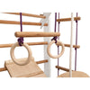 RINAGYM Gymnastics Play Set for Kids - Wooden Indoor & Outdoor Jungle Gym - Wall & Monkey Bars, Pole, Gymnastic Rings, Climbing Rope, Removable Beam, Swedish Ladder, Swing - Children 2yrs & Up (Sport 2 white)