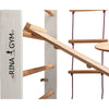 Kletterwand für Kinder–Indoor Klettergerüst aus Holz-Wand-Reck, Stange, Gymnastik-Ringe, Kletterseil, Abnehmbarer Balken (Kinder 3weiße)