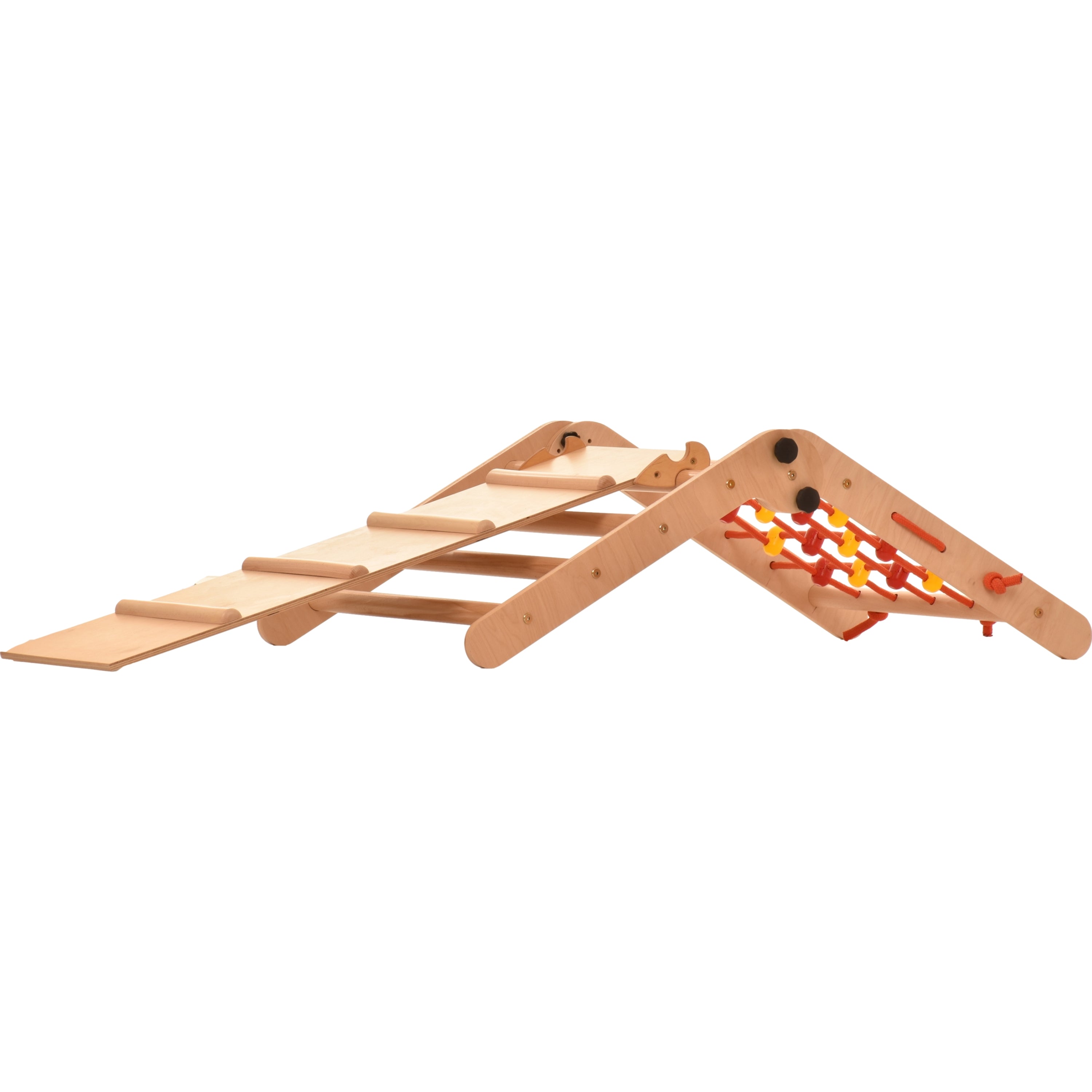 Triangolo d'arrampicata Rinagym - Scala da interno con scivolo - Parco giochi legno pieghevole per bambini, favorisce l'equilibrio - Pittura e vernice a base d'acqua, chiusura di sicurezza - Capacità di carico 50 kg (Anet+slide)