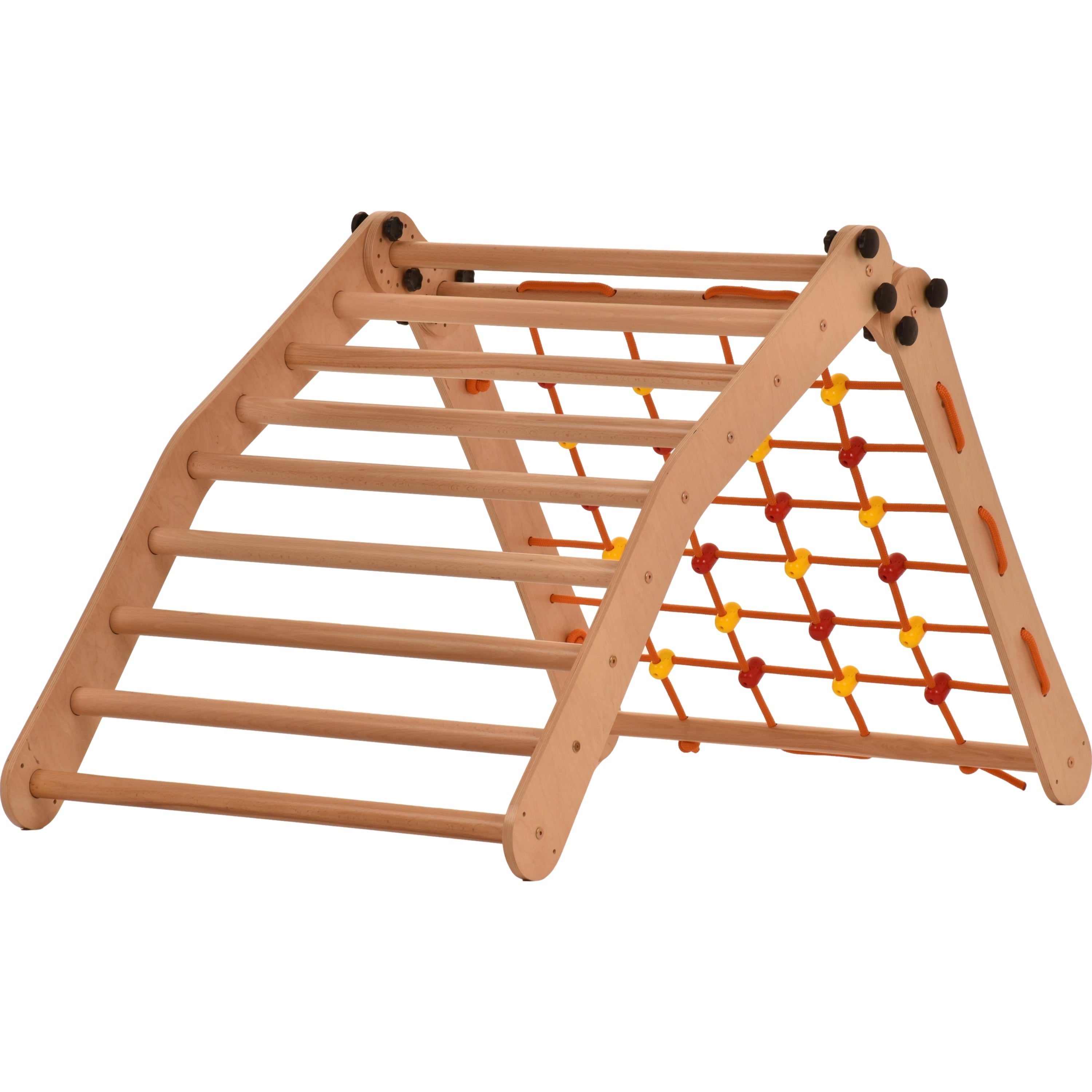 Escalade enfant Rinagym - Échelle intérieure avec filet d’escalade - Cadre en bois pliable, favorise l’équilibre - Peinture et vernis à base d’eau, Serrure de sécurité - Capacité de charge de 50 kg (9g7s)