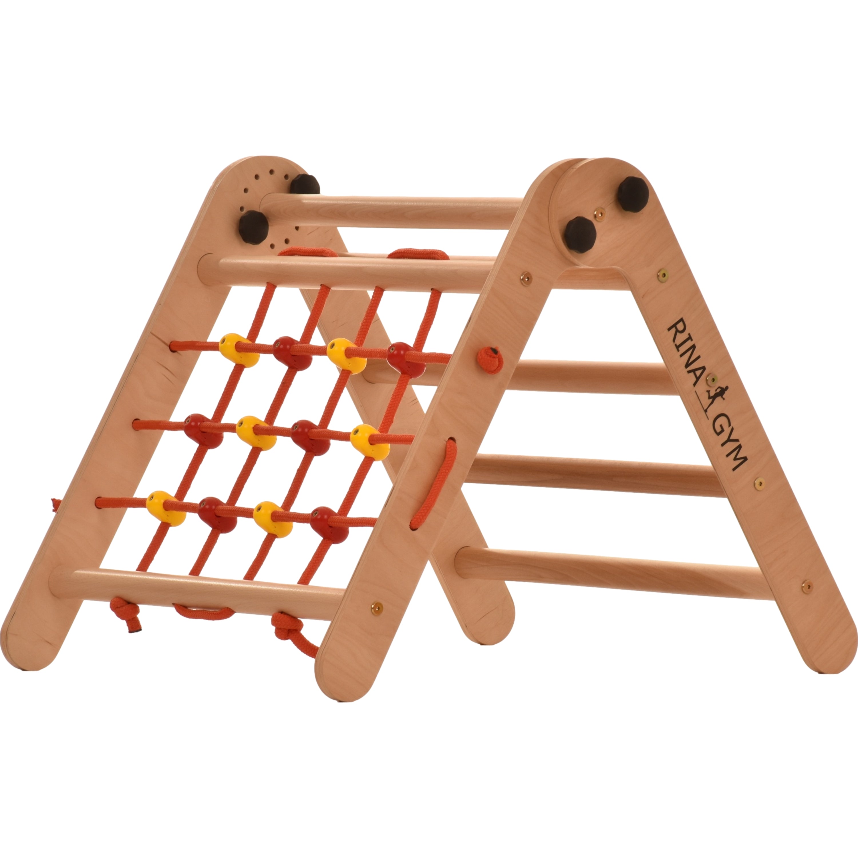 🌟 Indoor-Bewegungsgerät aus Holz – Kletterleiter mit Kletternetz und Sprossenwand (Anet)