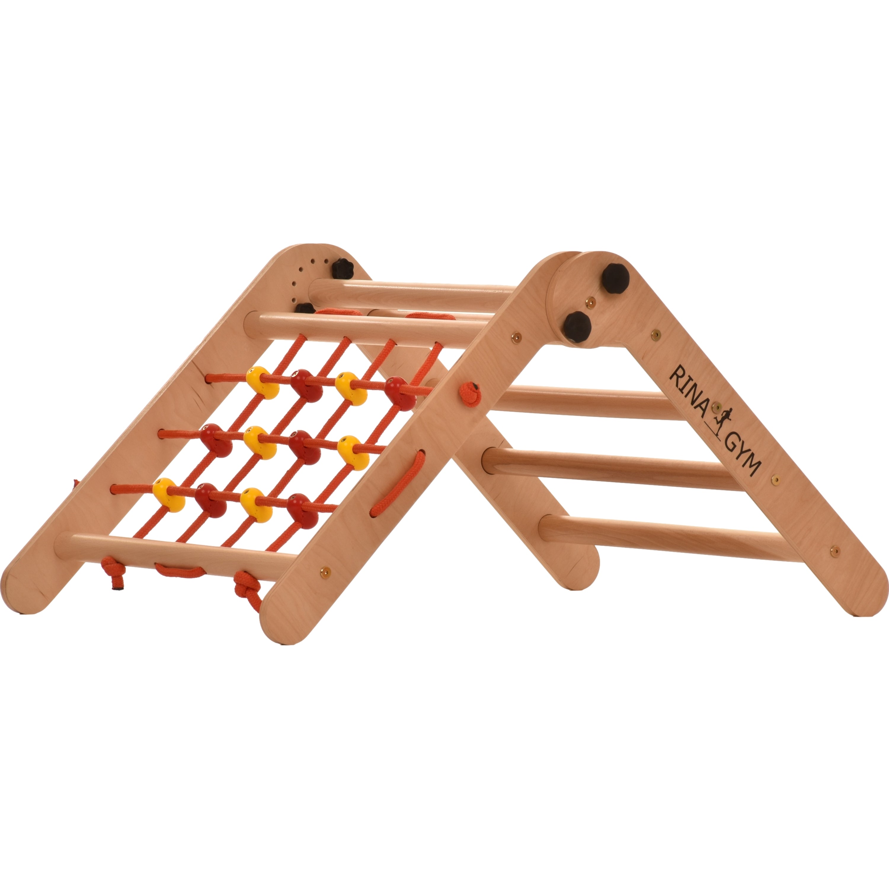 🌟 Indoor-Bewegungsgerät aus Holz – Kletterleiter mit Kletternetz und Sprossenwand (Anet)