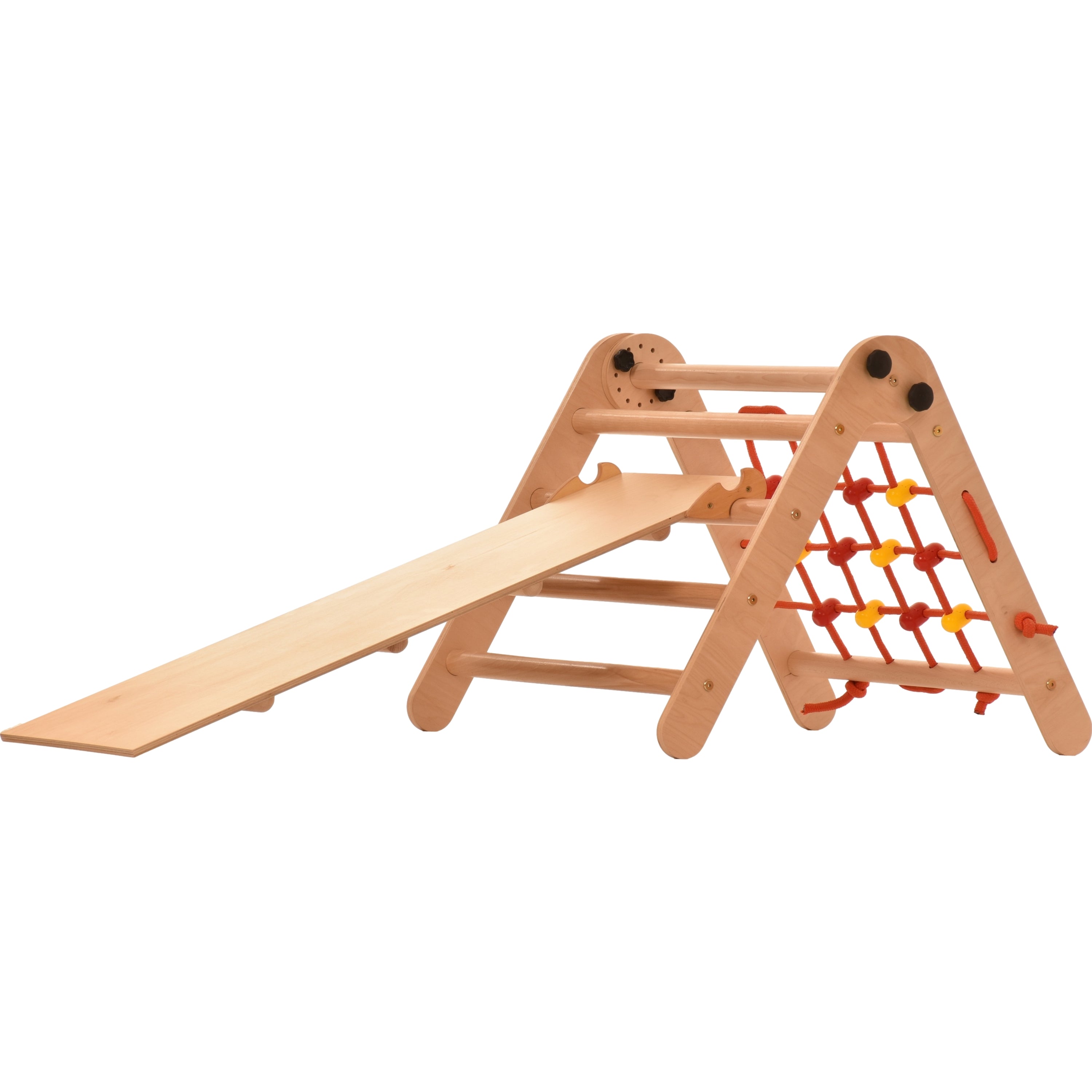 Triangolo d'arrampicata Rinagym - Scala da interno con scivolo - Parco giochi legno pieghevole per bambini, favorisce l'equilibrio - Pittura e vernice a base d'acqua, chiusura di sicurezza - Capacità di carico 50 kg (Anet+slide)