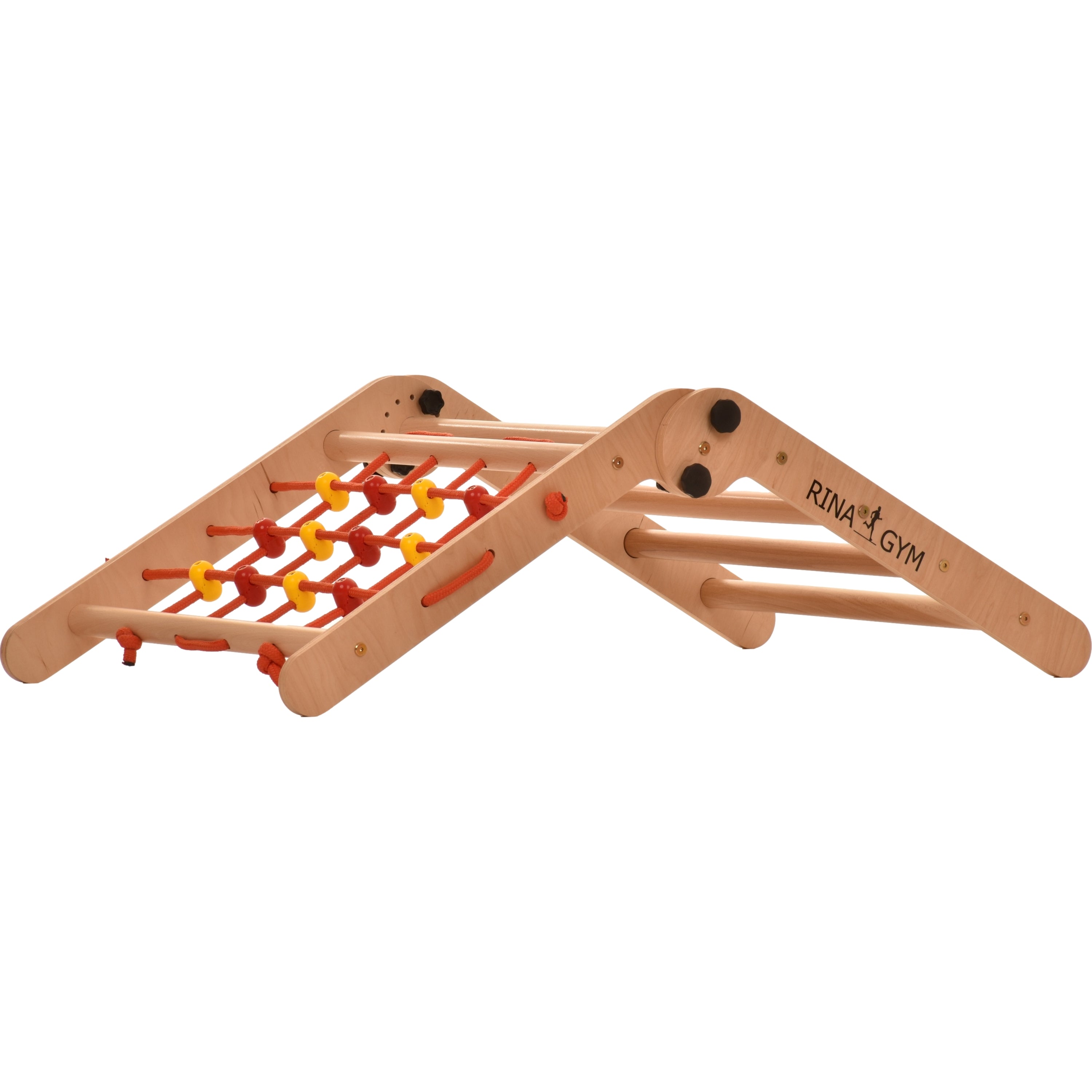 🌟 Indoor-Bewegungsgerät aus Holz – Kletterleiter mit Kletternetz und Sprossenwand (Anet)