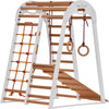 Kletterdreieck Holzspielplatz für Kinder im Innenbereich - Kletternetz, schwedische Leiter- Ideal für 1 bis 5 Jahre - Trägt (Weiß)