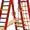 Kletterdreieck Indoor-Spielplatz aus Holz für Kinder - Kletternetz, schwedische Leiter, Ringe, Rutsche - Ideal für 1 bis 5 Jahre - Trägt (Rot)