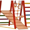Kletterdreieck Indoor-Spielplatz aus Holz für Kinder - Kletternetz, schwedische Leiter, Ringe, Rutsche - Ideal für 1 bis 5 Jahre - Trägt (Rot)
