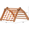 Rinagym Climbing Triangle - Indoor ladder with climbing net - Collapsible wooden indoor climbing frame for children, promotes balance - Water-based paint & varnish, safety lock - 50 kg load capacity (7g5s)