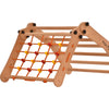 Rinagym Climbing Triangle - Indoor ladder with climbing net - Collapsible wooden indoor climbing frame for children, promotes balance - Water-based paint & varnish, safety lock - 50 kg load capacity (7g5s)