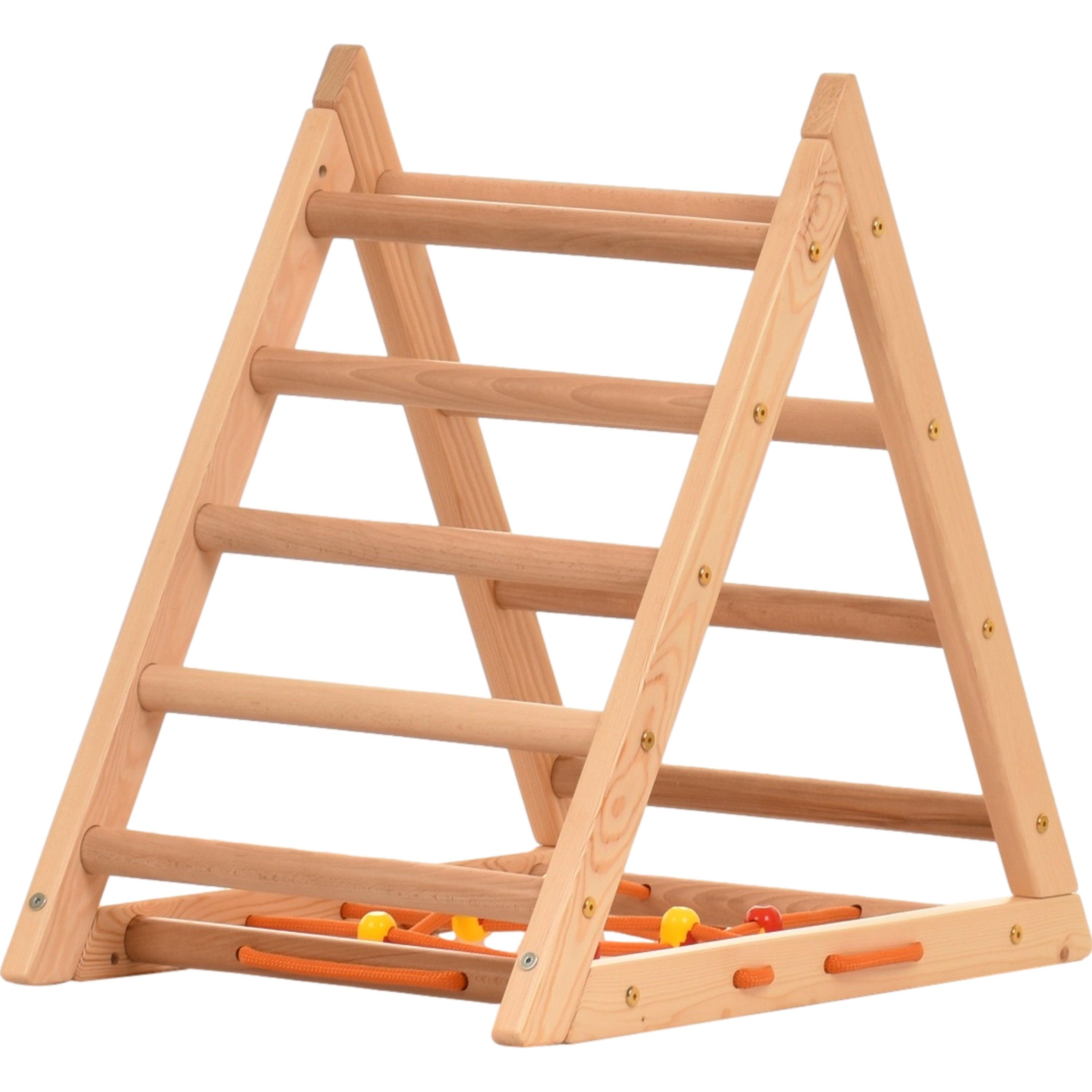 Kletterdreieck für Kinder - Klettergerüst aus Holz - Leiter, doppelseitige Rutsche, Spielnetz - Indoor-Spielplatz, Spielturm, Kletterturm für Kinder - RINAGYM GmbH