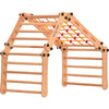 Climbing wall for children 2 in 1 - Climbing frame with Swedish climbing wall made of wood with 4 parts: a jumper, a net, gymnastic rings, a Swedish ladder. Indoor 
climbing frame for toddlers 5P5P7S5P