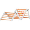 Climbing wall for children 2 in 1 - Climbing frame with Swedish climbing wall made of  wood with 4 parts: a jumper, a net, gymnastic rings, a Swedish ladder. Indoor climbing frame for toddlers  (5P5P7S5P+WHITE)