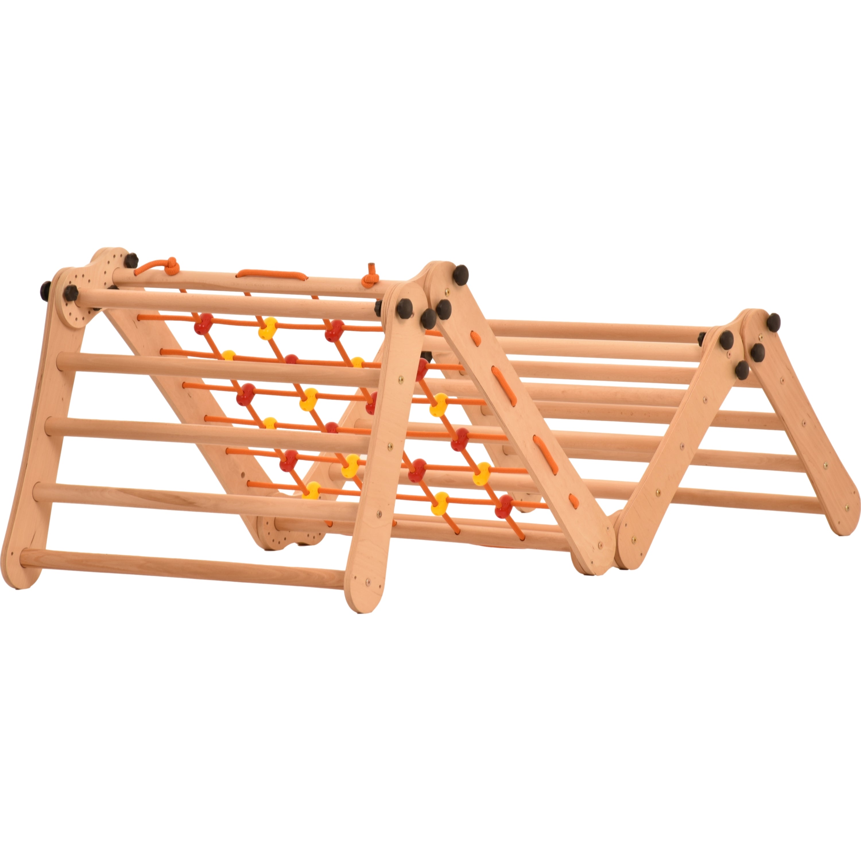 Climbing wall for children 2 in 1 - Climbing frame with Swedish climbing wall made of wood with 4 parts: a jumper, a net, gymnastic rings, a Swedish ladder. Indoor 
climbing frame for toddlers 5P5P7S5P