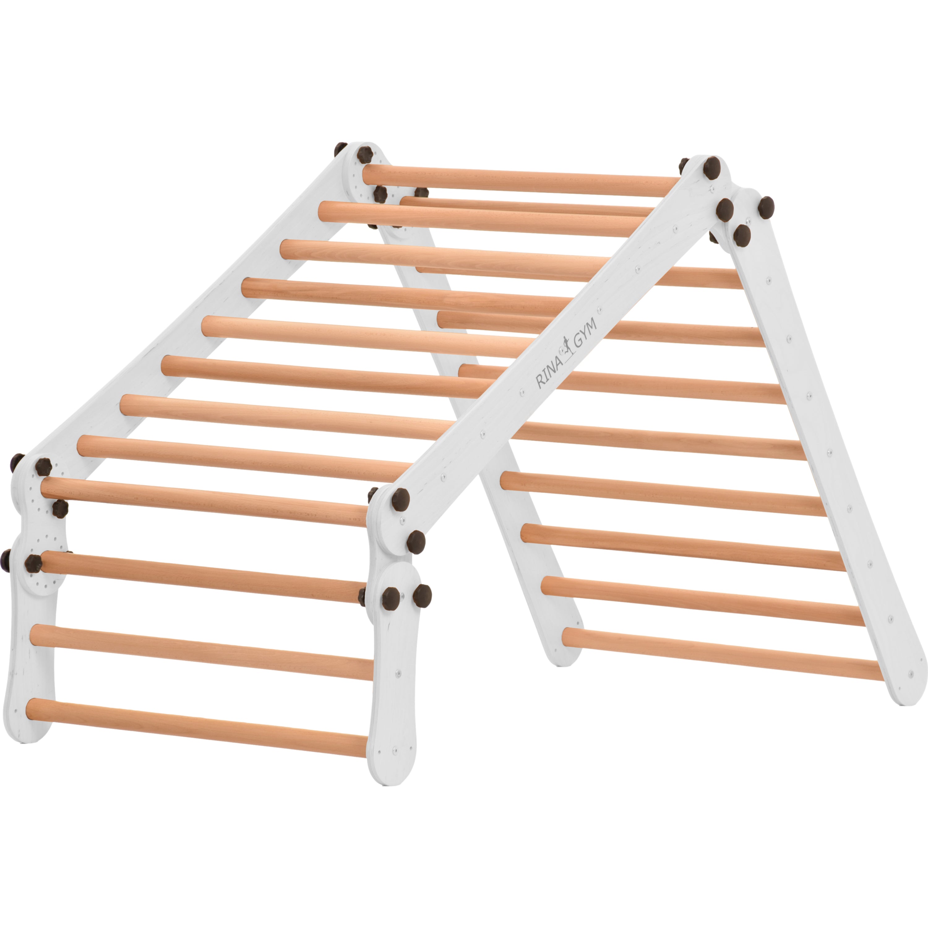 Kletterwand für Kinder 2 in 1- Schwedische Kletterwand aus Holz mit vier Teilen - Rinagym indoor Klettergerüst-kidwood 3P9P9P-WHITE
