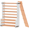 Climbing wall for children 2 in 1 - Climbing frame with Swedish climbing wall made of wood with 4 parts: a jumper, a net, gymnastic rings, a Swedish ladder, a slide. Indoor climbing frame for toddlers (3P9P9P+SLIDE-WHITE)