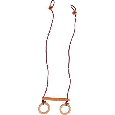 Wooden gymnastic rings and trapeze - Height-adjustable training equipment for home fitness - Rinagym