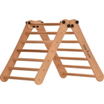 Rinagym Climbing Triangle - Double Indoor Ladder - Collapsible wooden indoor climbing frame for children, promotes balance - Water-based paint & varnish, safety lock - 50kg load capacity (7p7p)